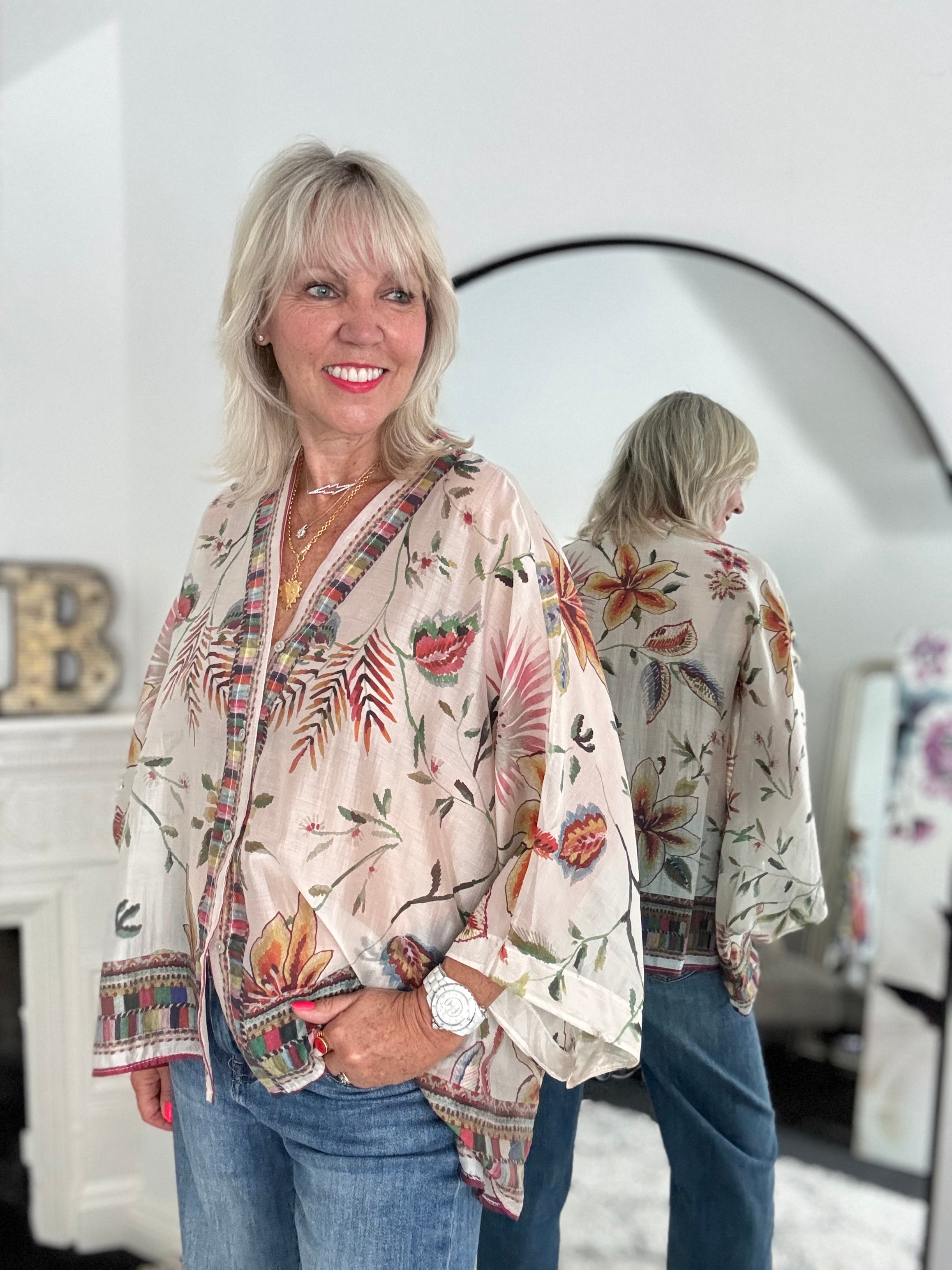 Designer Silky Kimono Blouse