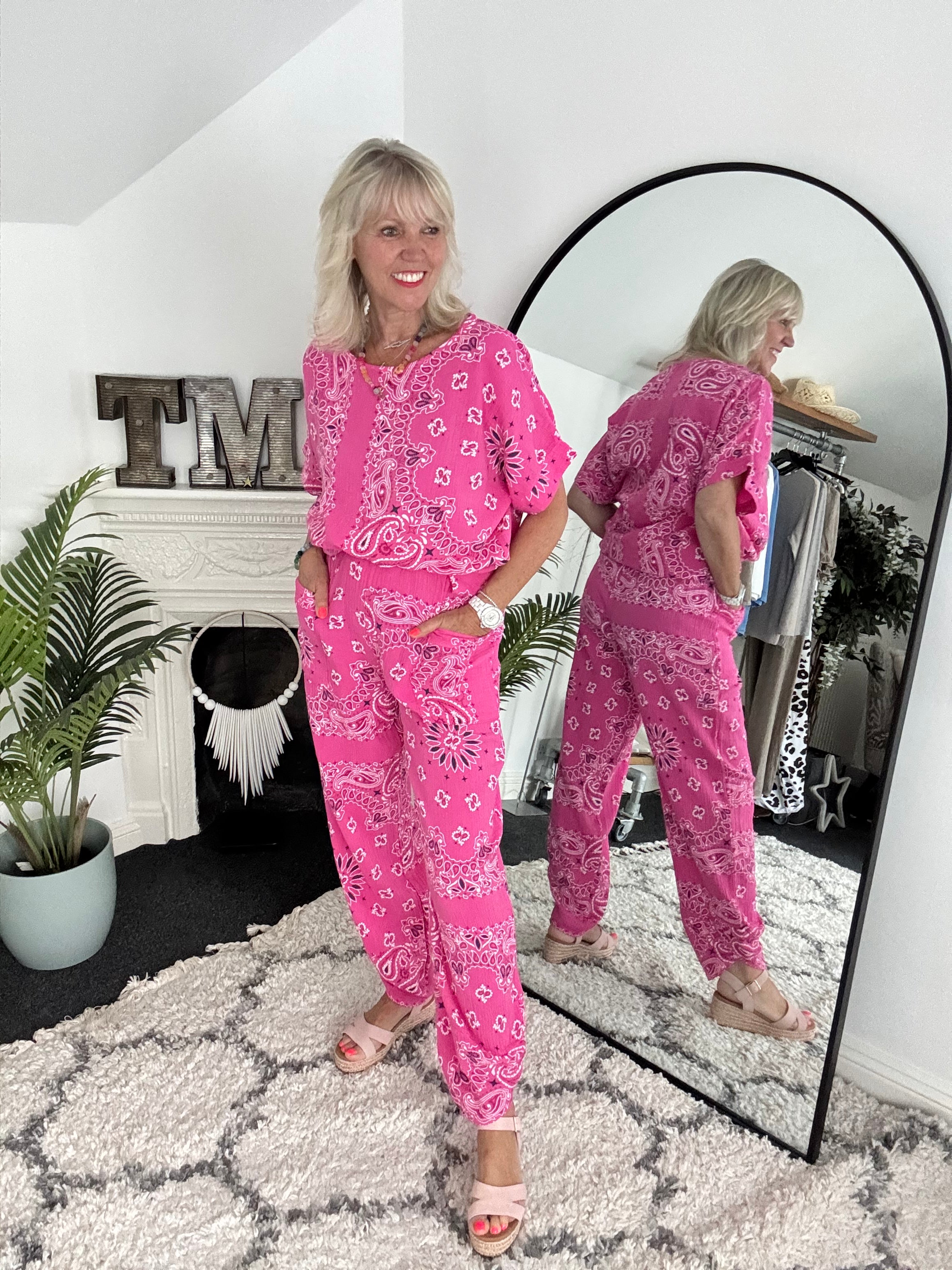 Paisley Cheesecloth Top in Fuchsia