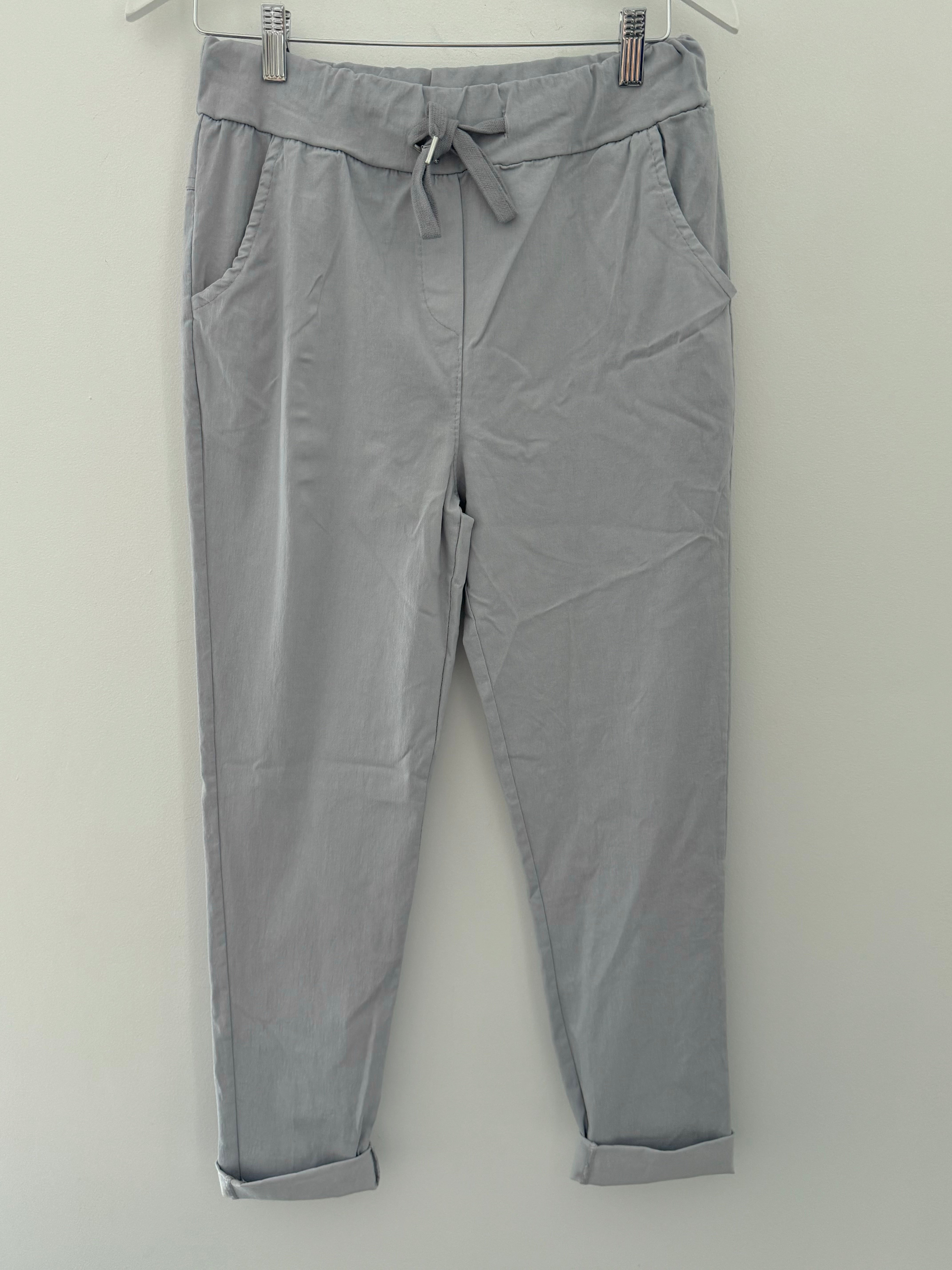 Super Stretch Plain Tie Joggers in Light Grey