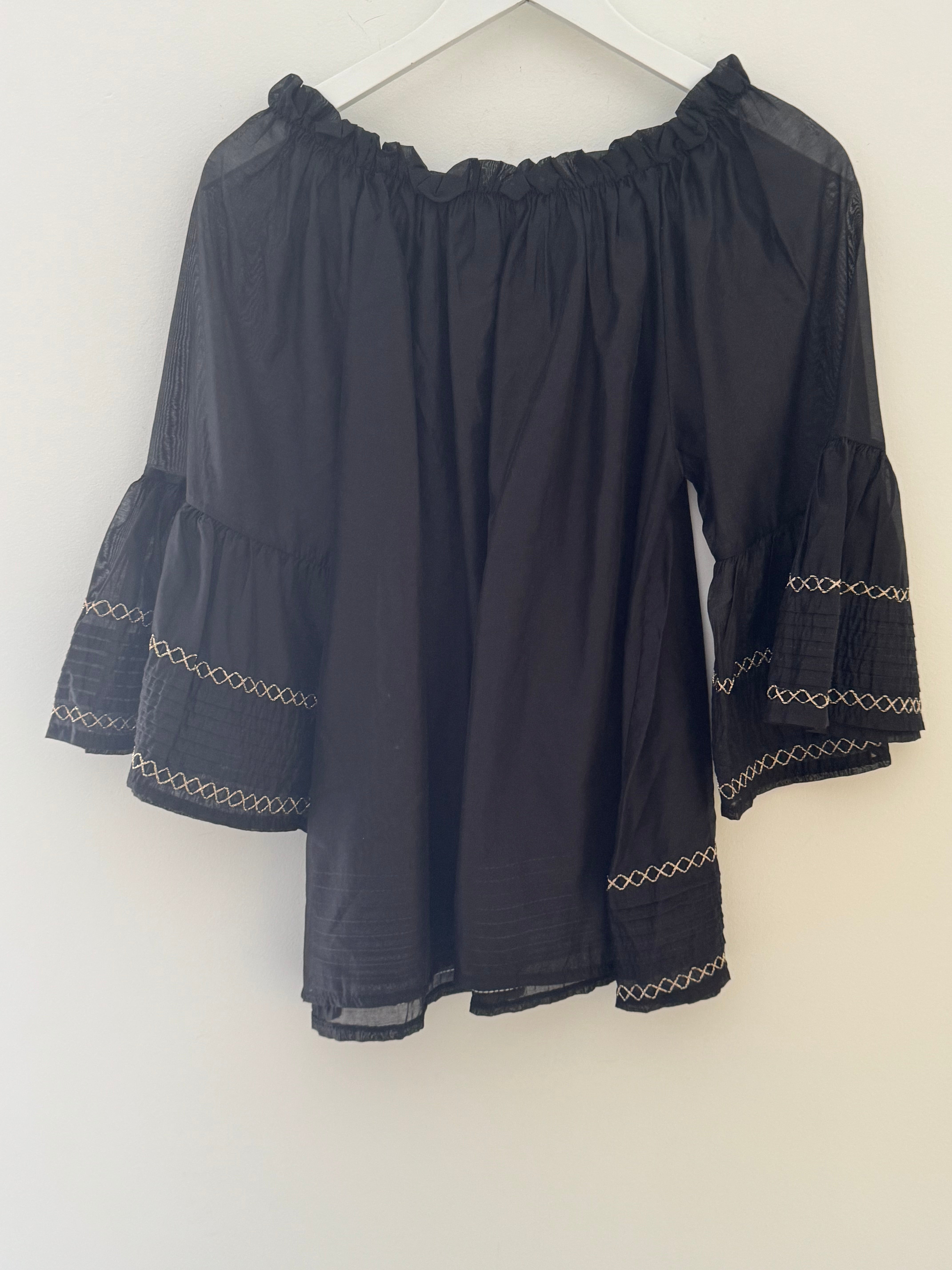 Silky Bardot Top in Black