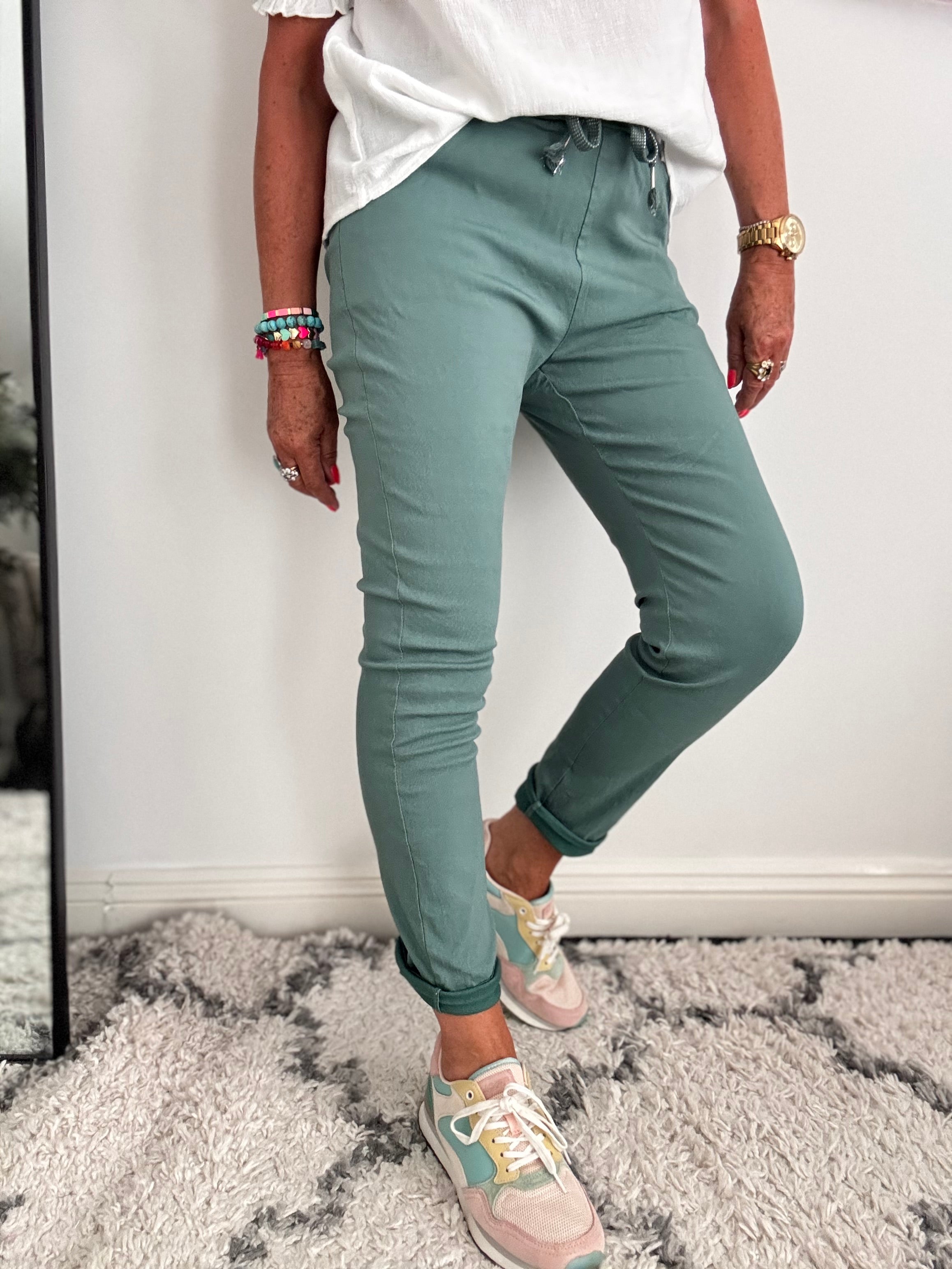 Super Stretch Joggers in Ocean Green