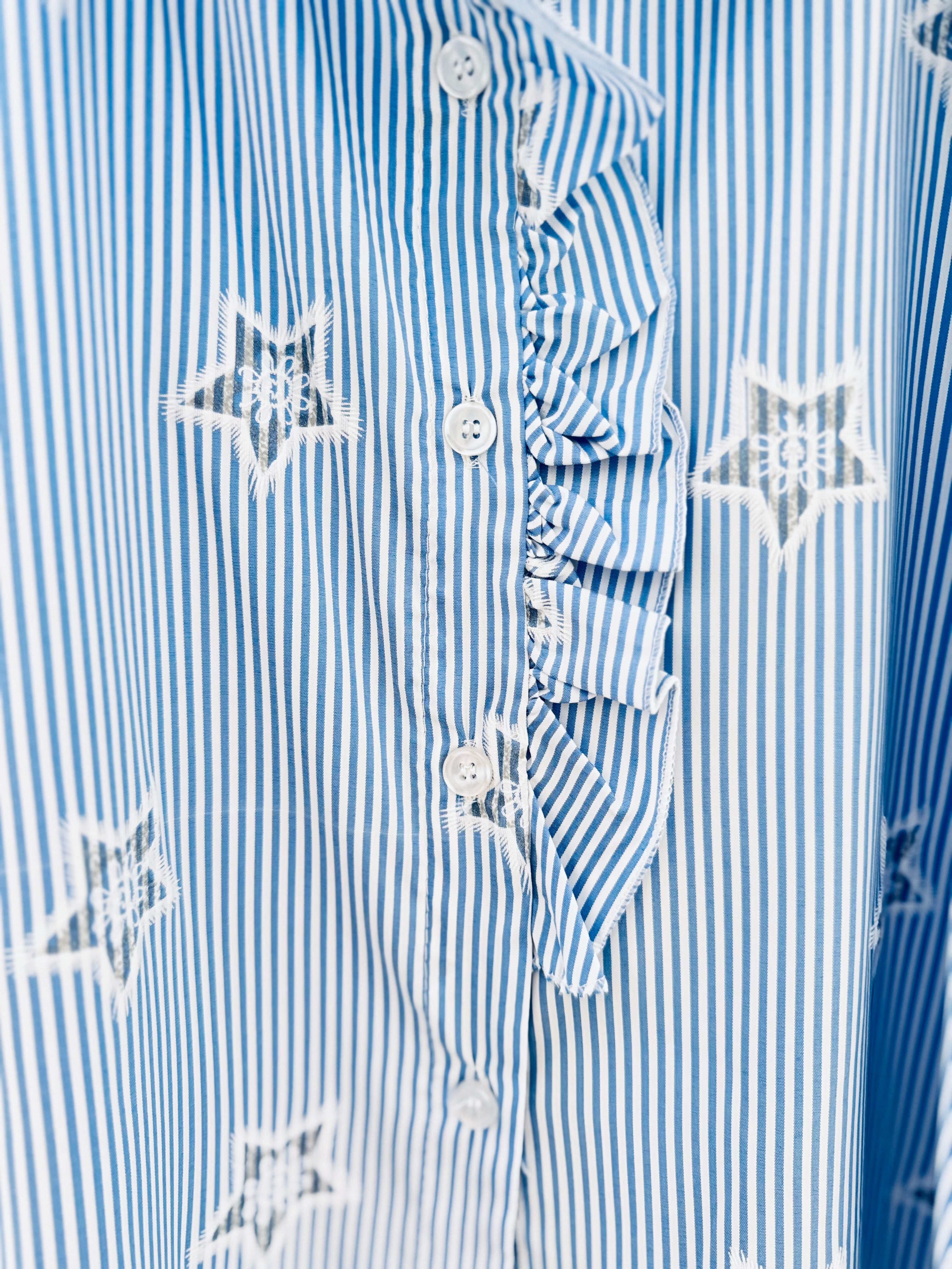 Crisp Blue & White Stripe Shirt with Stars
