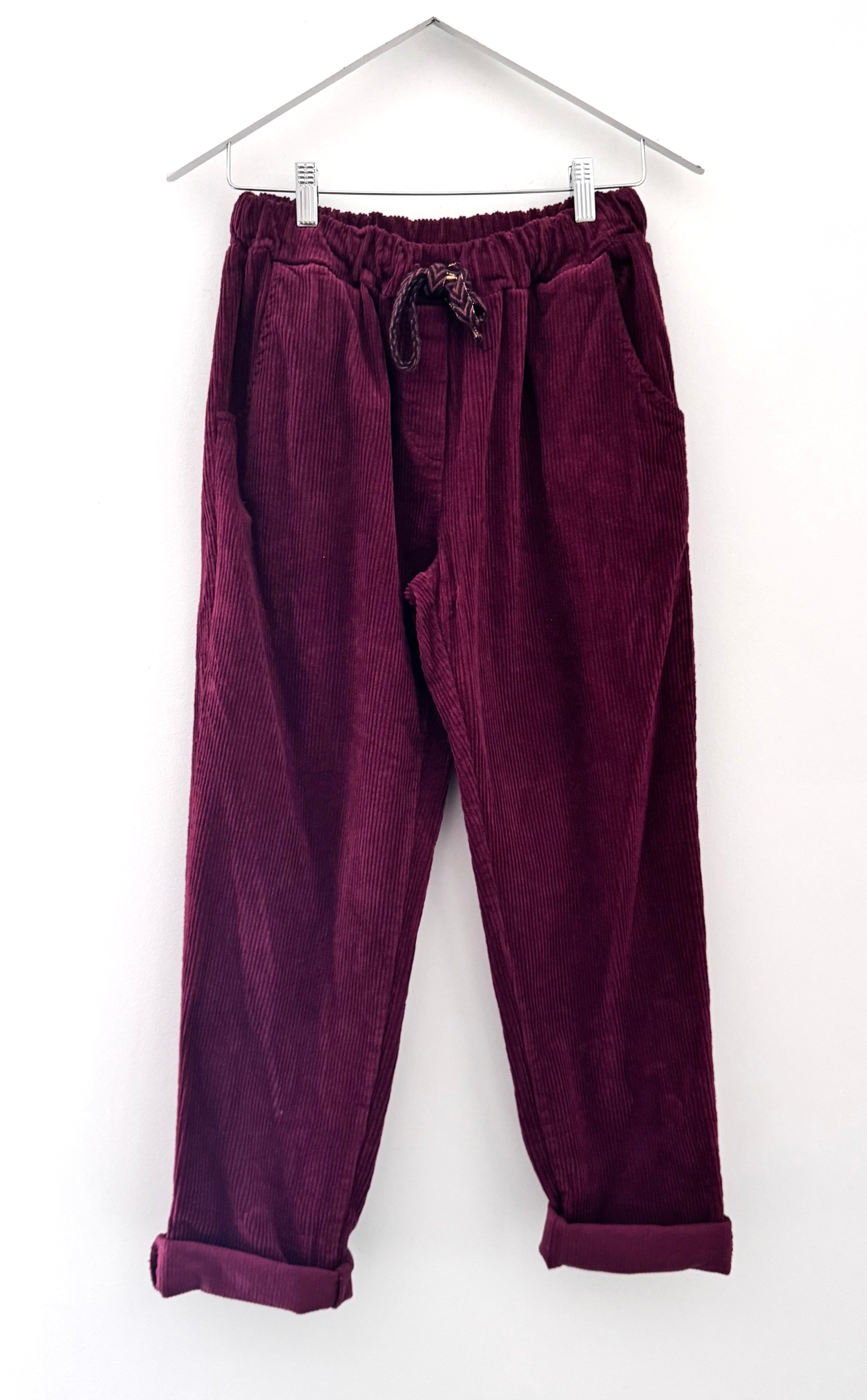 Luxe Cord Joggers in Berry