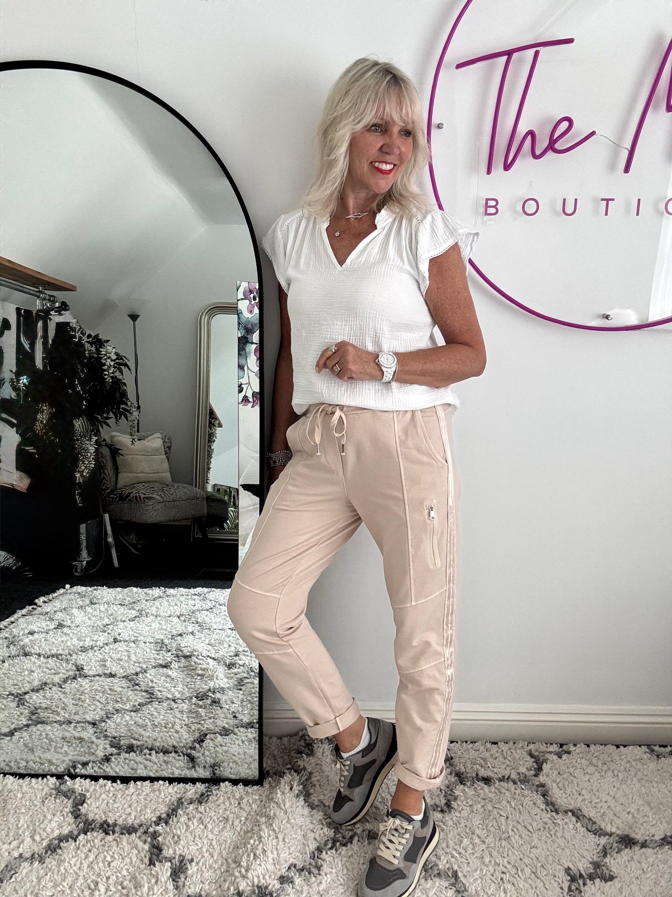 Jersey Stretch Joggers in Soft Pink