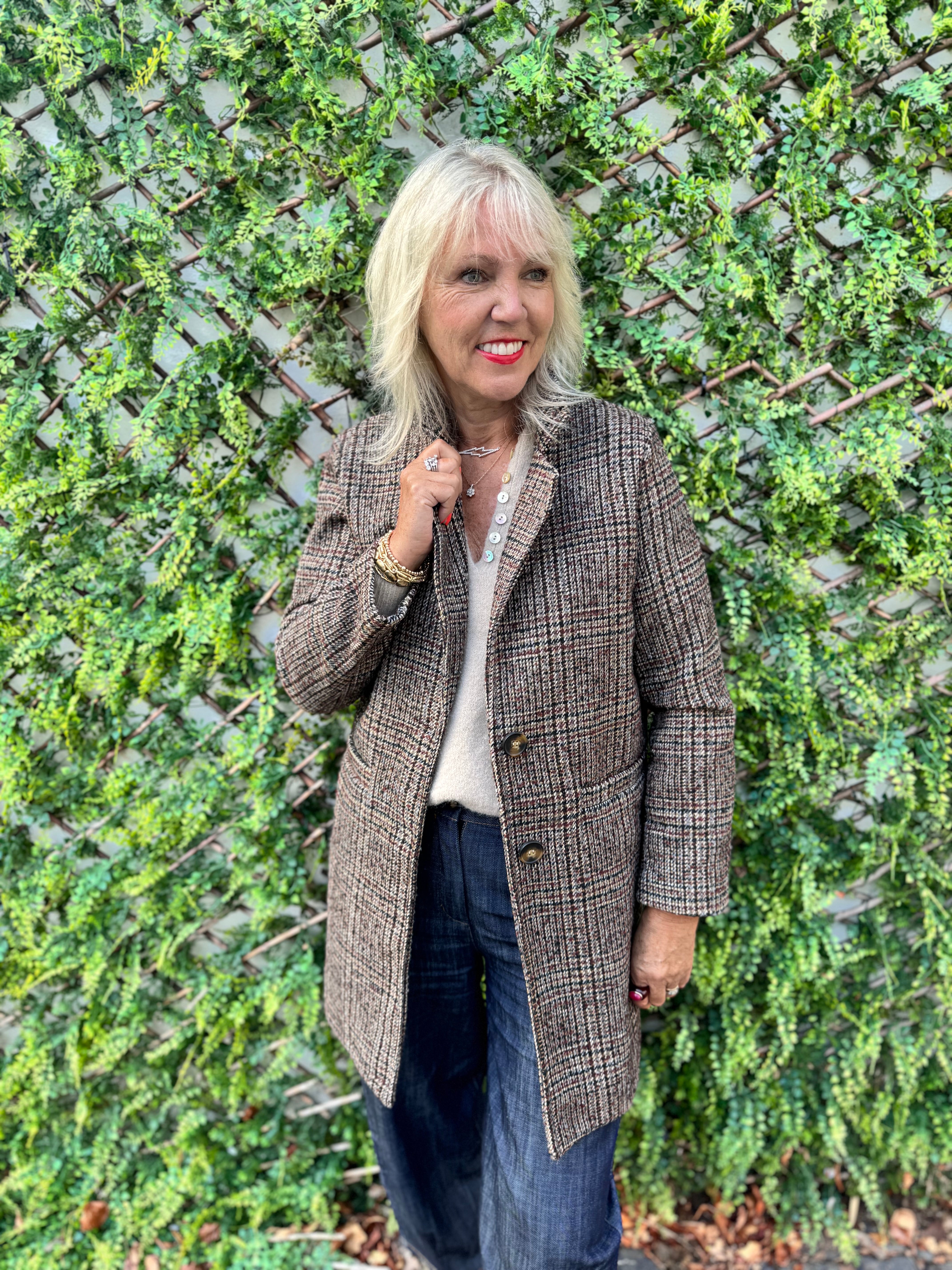 Luxe Tweed Coat in Chocolate & Ecru