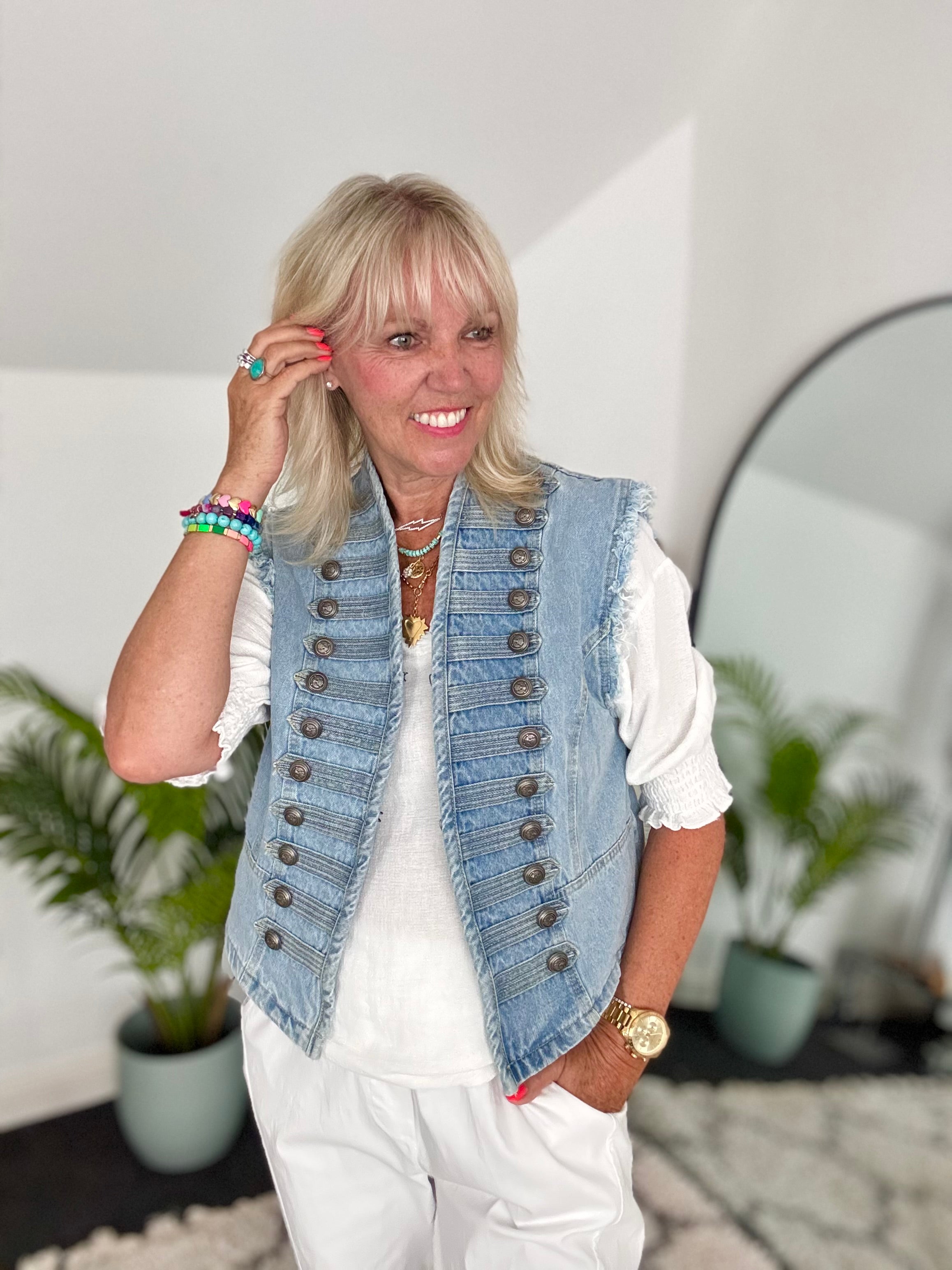 Military Gilet in Denim