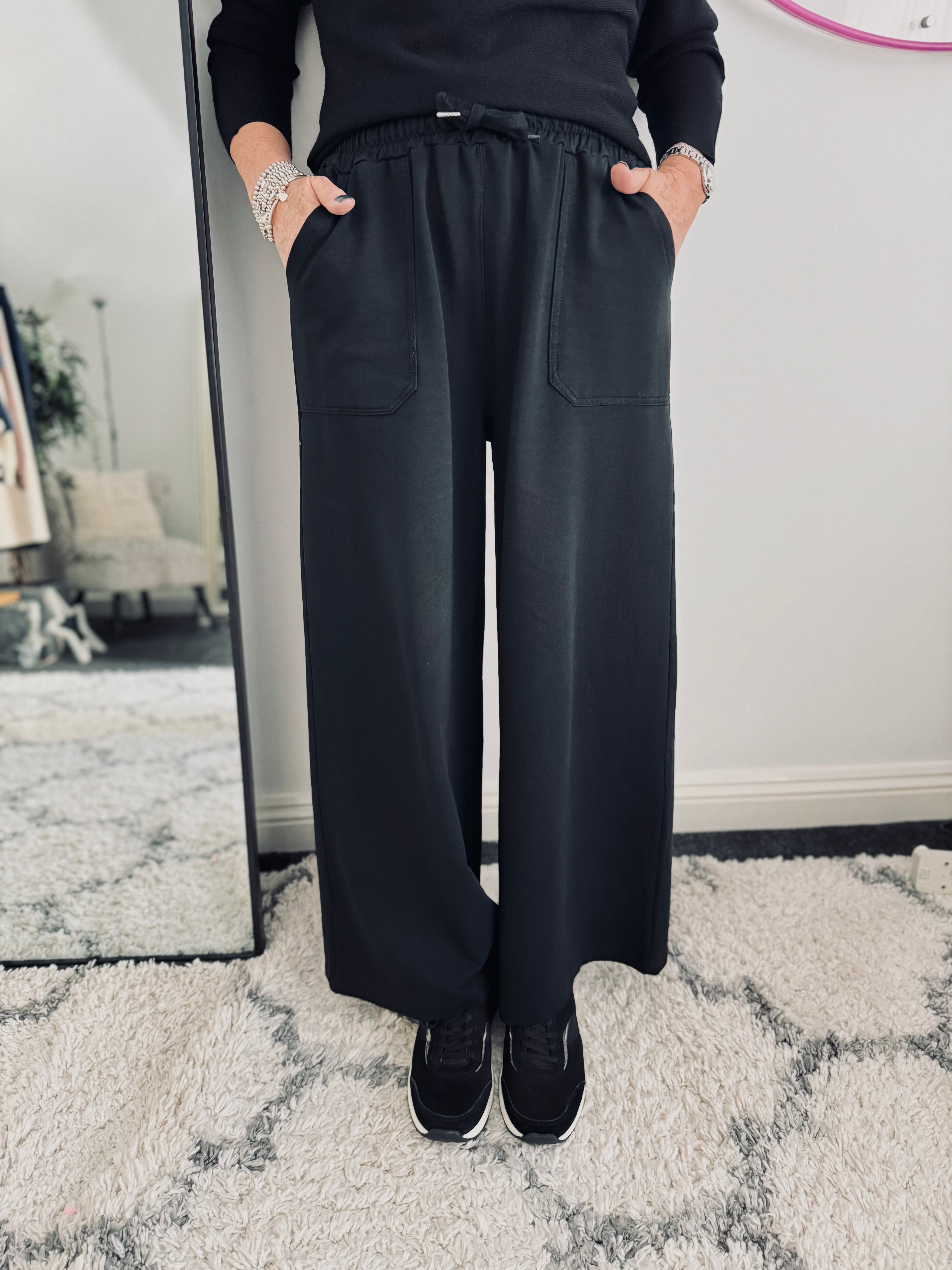 Stretch Jersey Trousers in Black