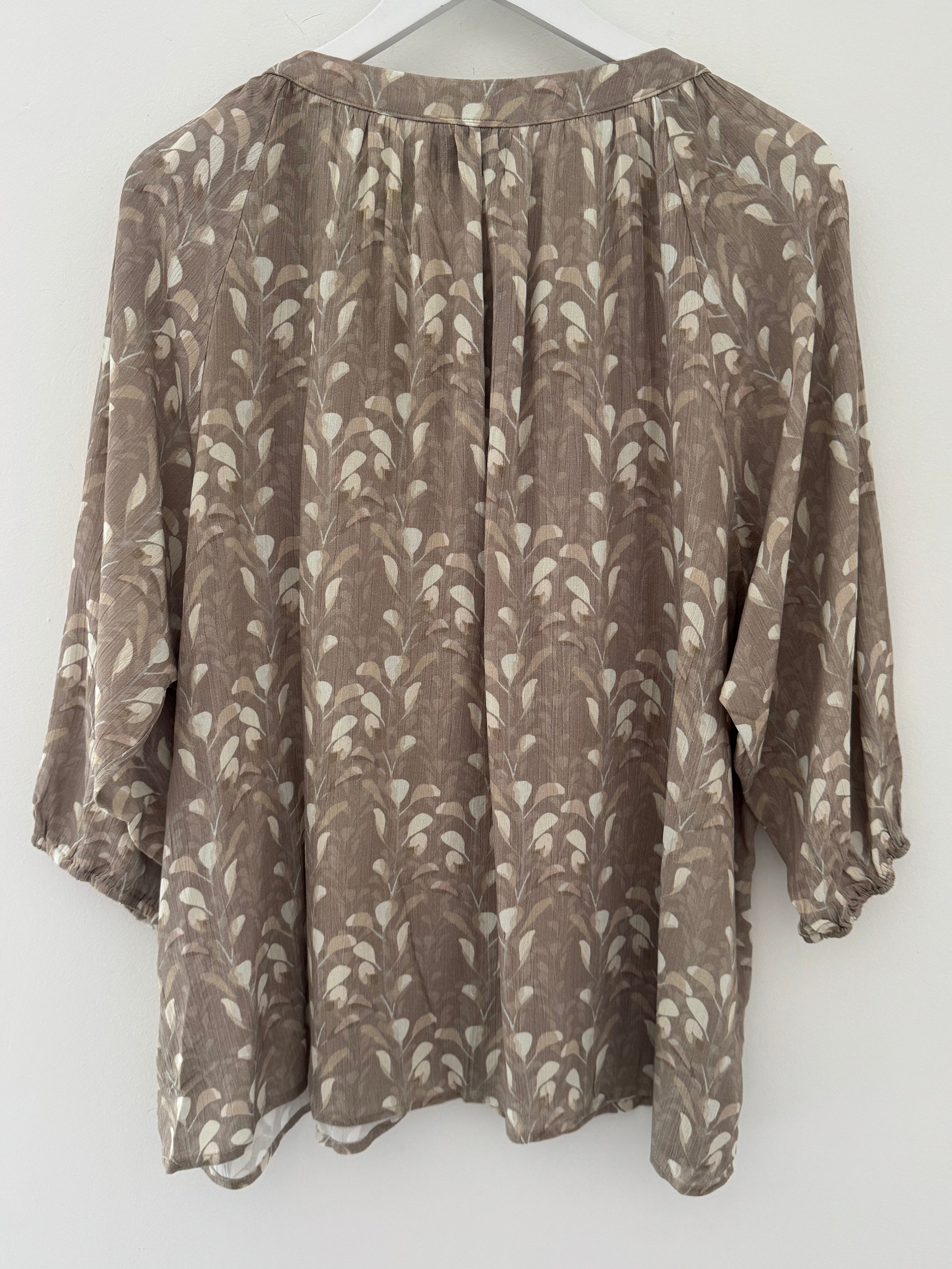 Leaf Print Blouse in Mocha