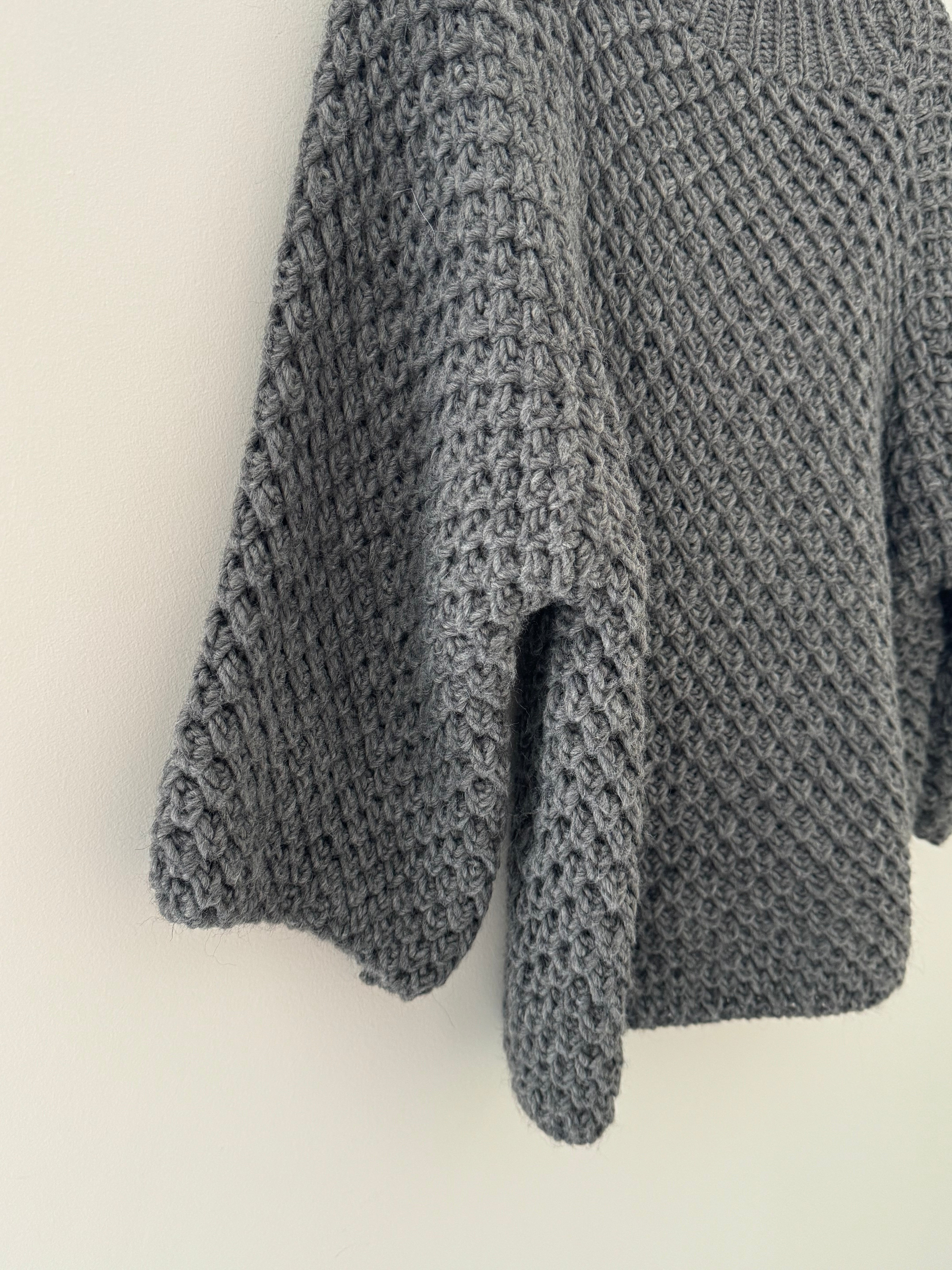 Funnel Neck Waffle Knit in Grey