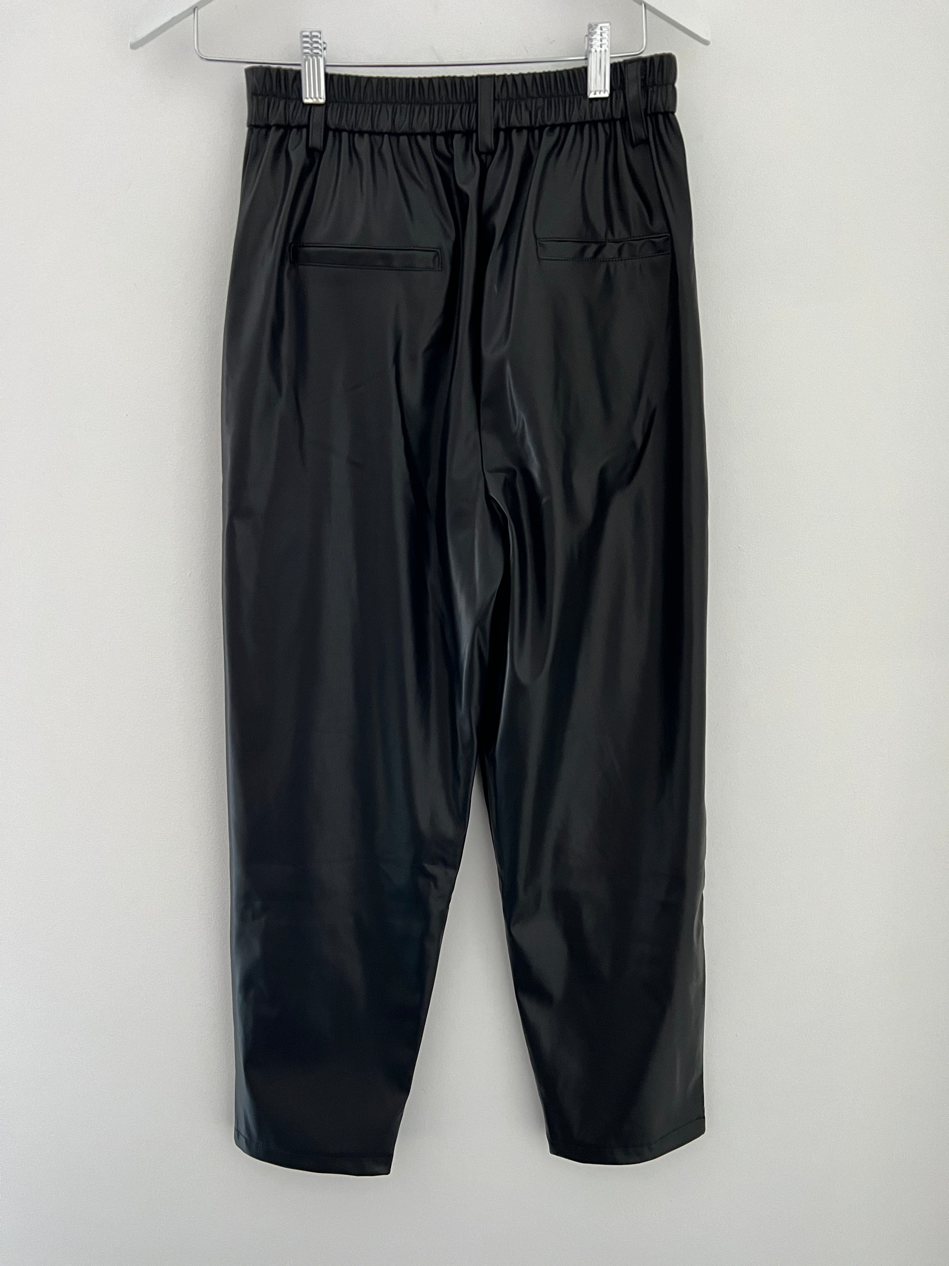 Vegan Leather Boyfriend Trousers in Black