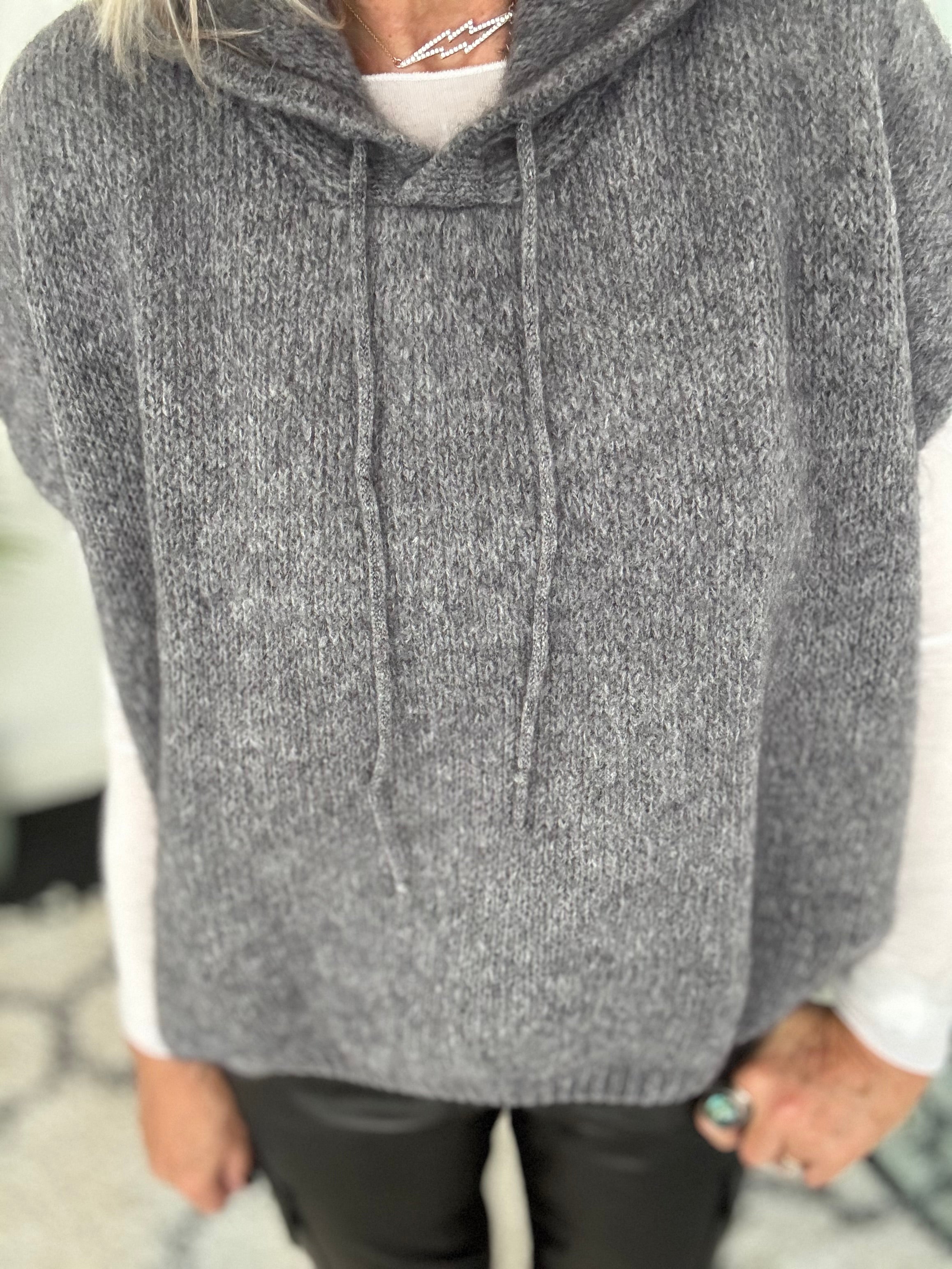 Mohair Hooded Tank in Charcoal