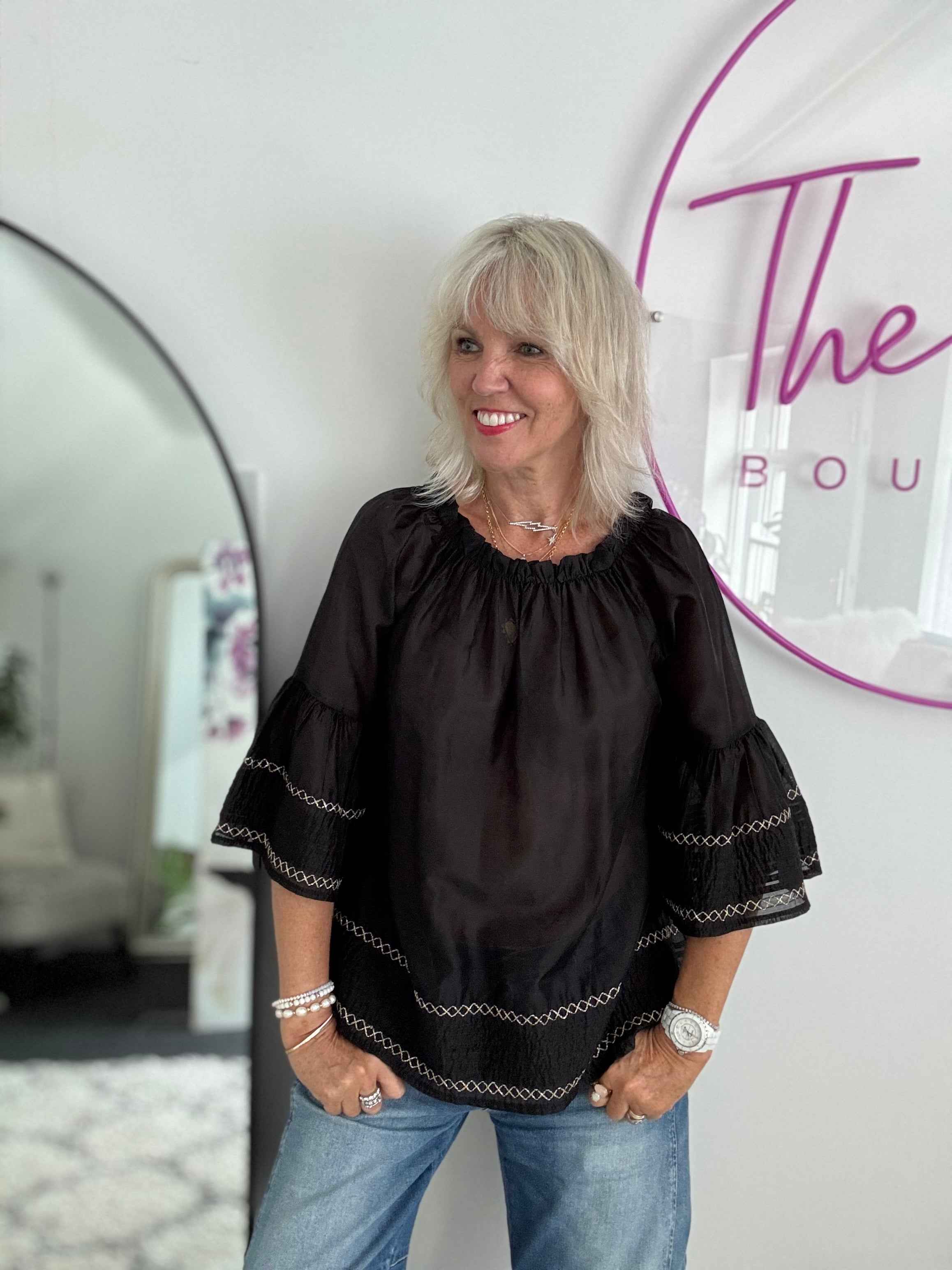 Silky Bardot Top in Black