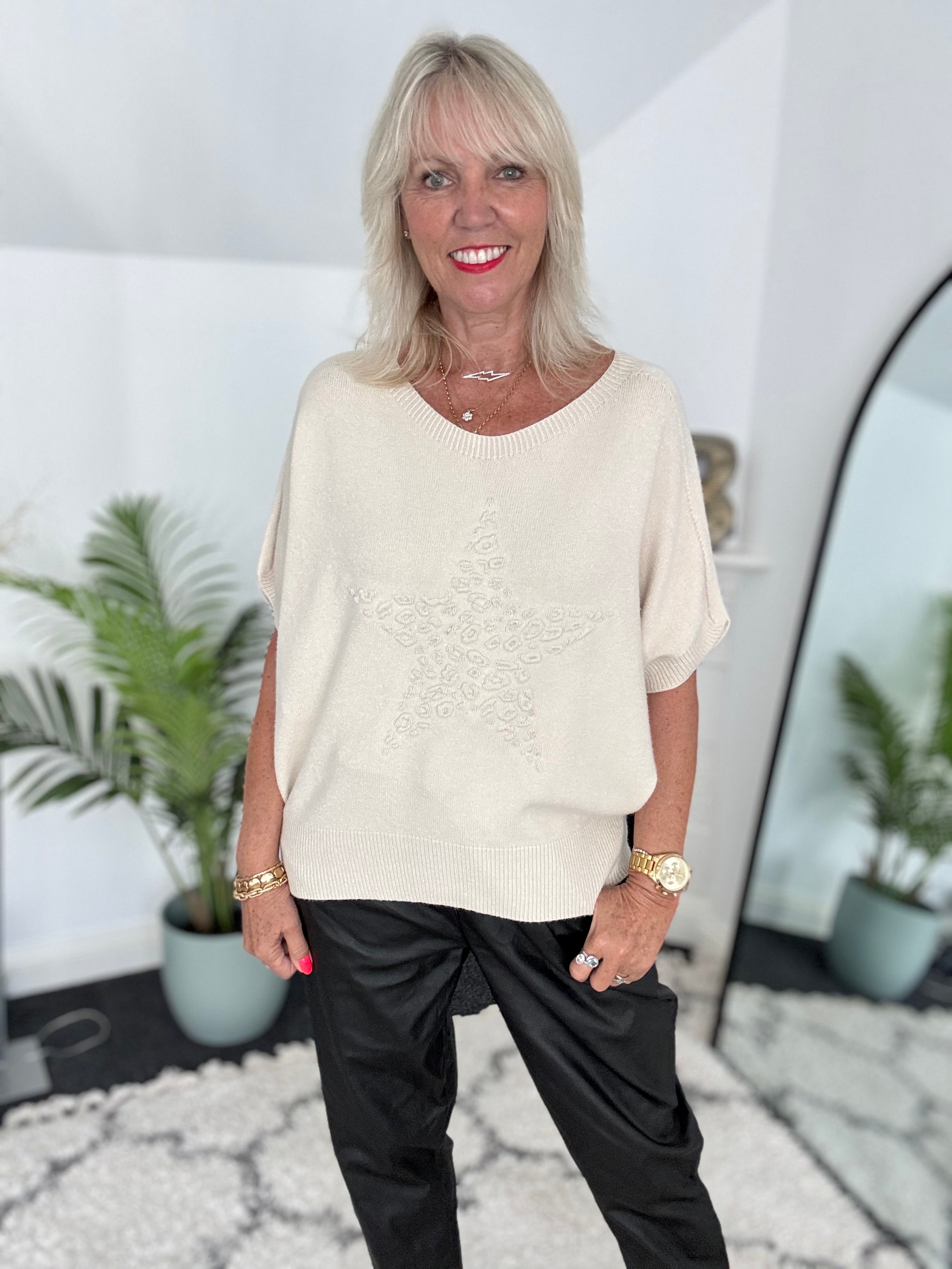Soft Star Jumper in Light Ecru