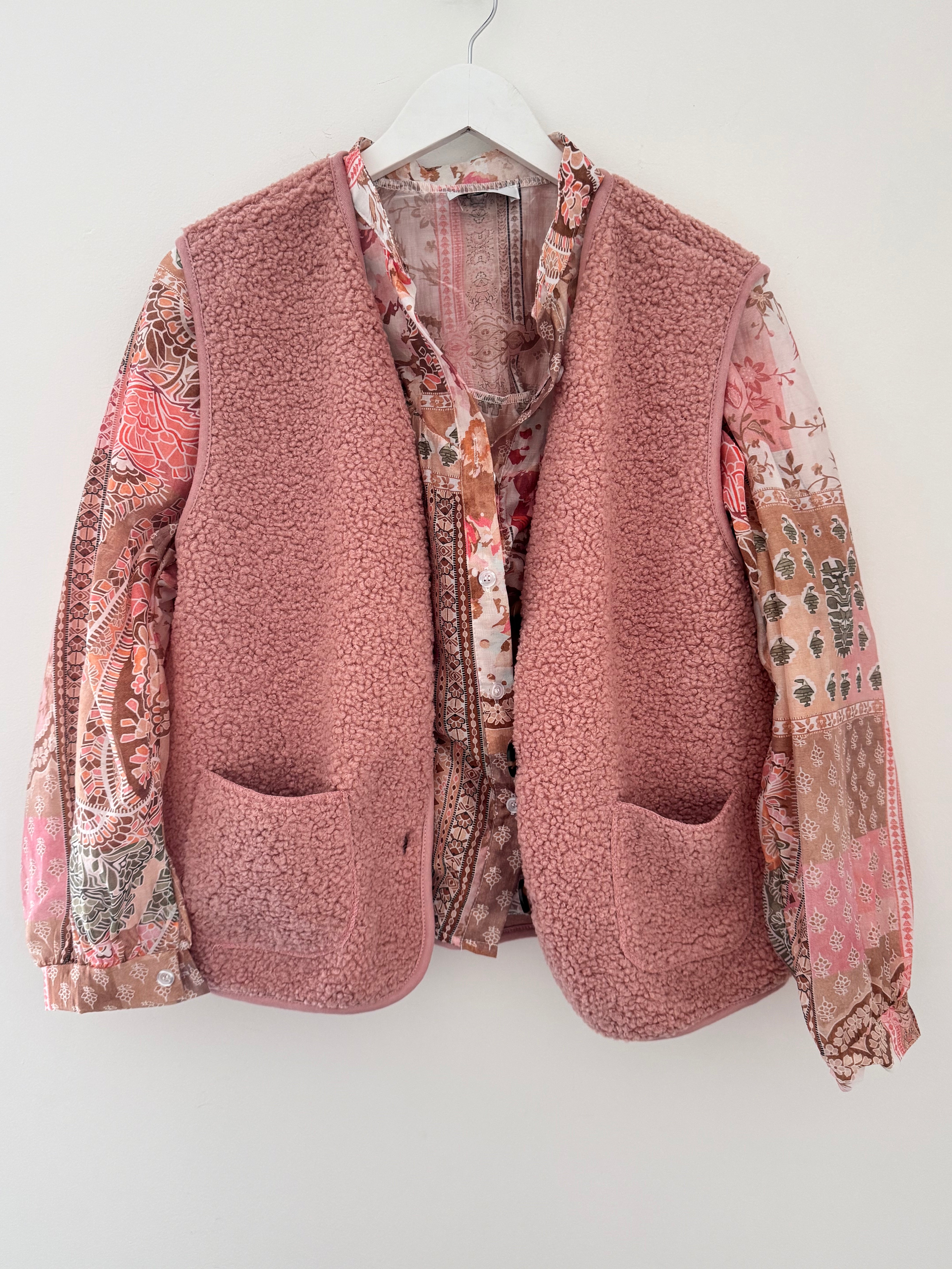 Patchwork Shirt in Coral & Pink