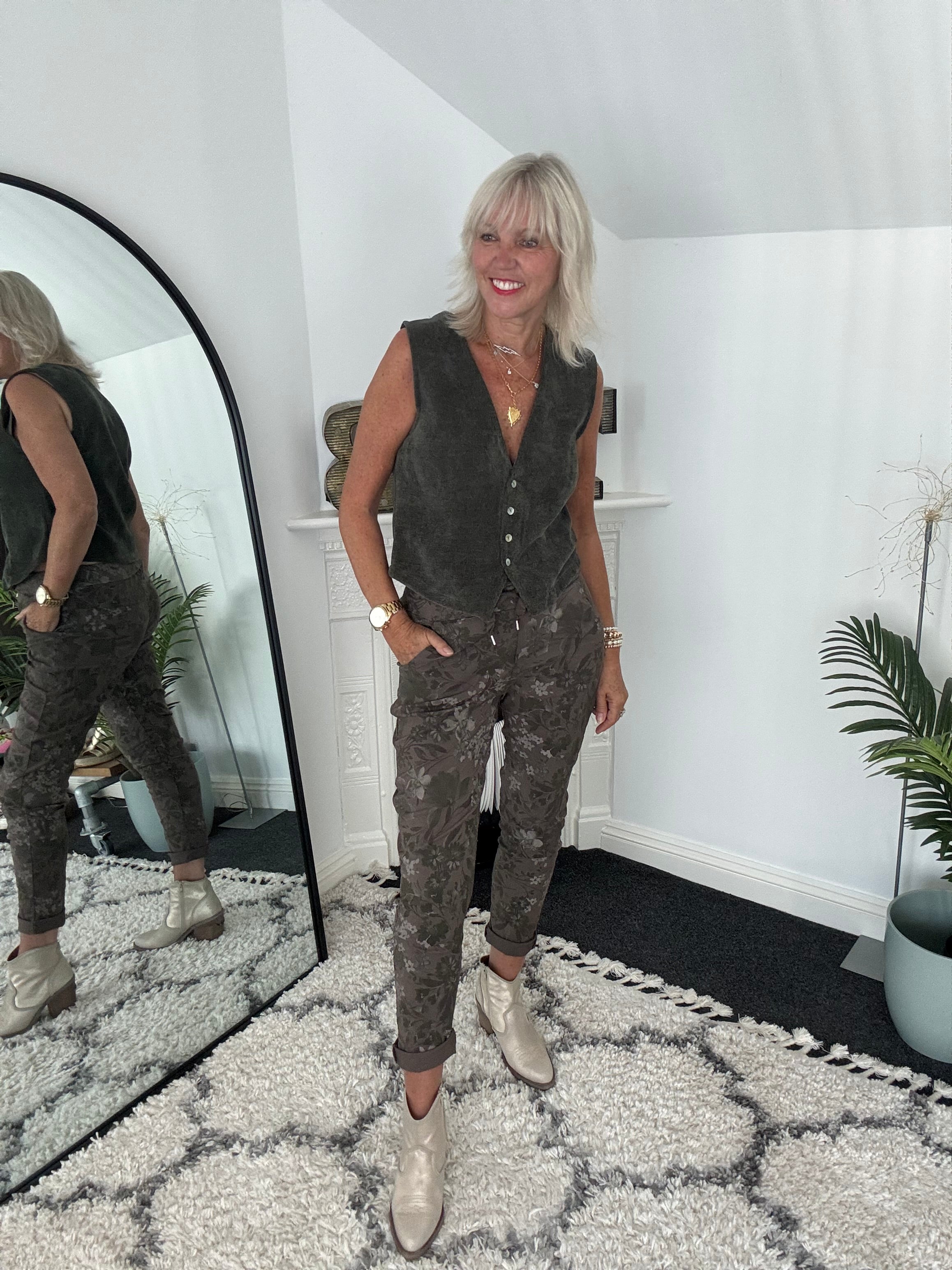 Chenille Waistcoat in Khaki