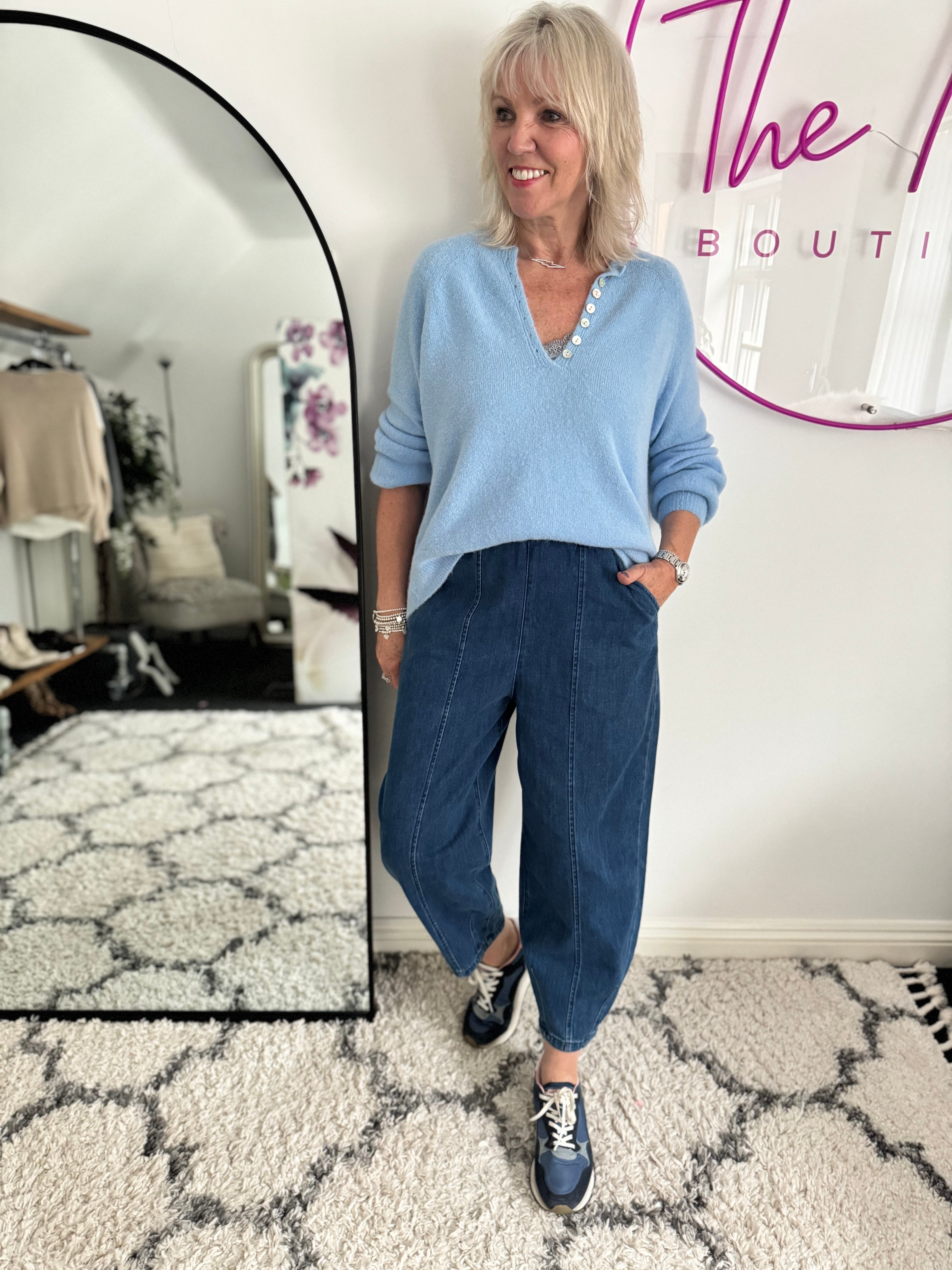 Premium Panel Jeans in Mid Denim