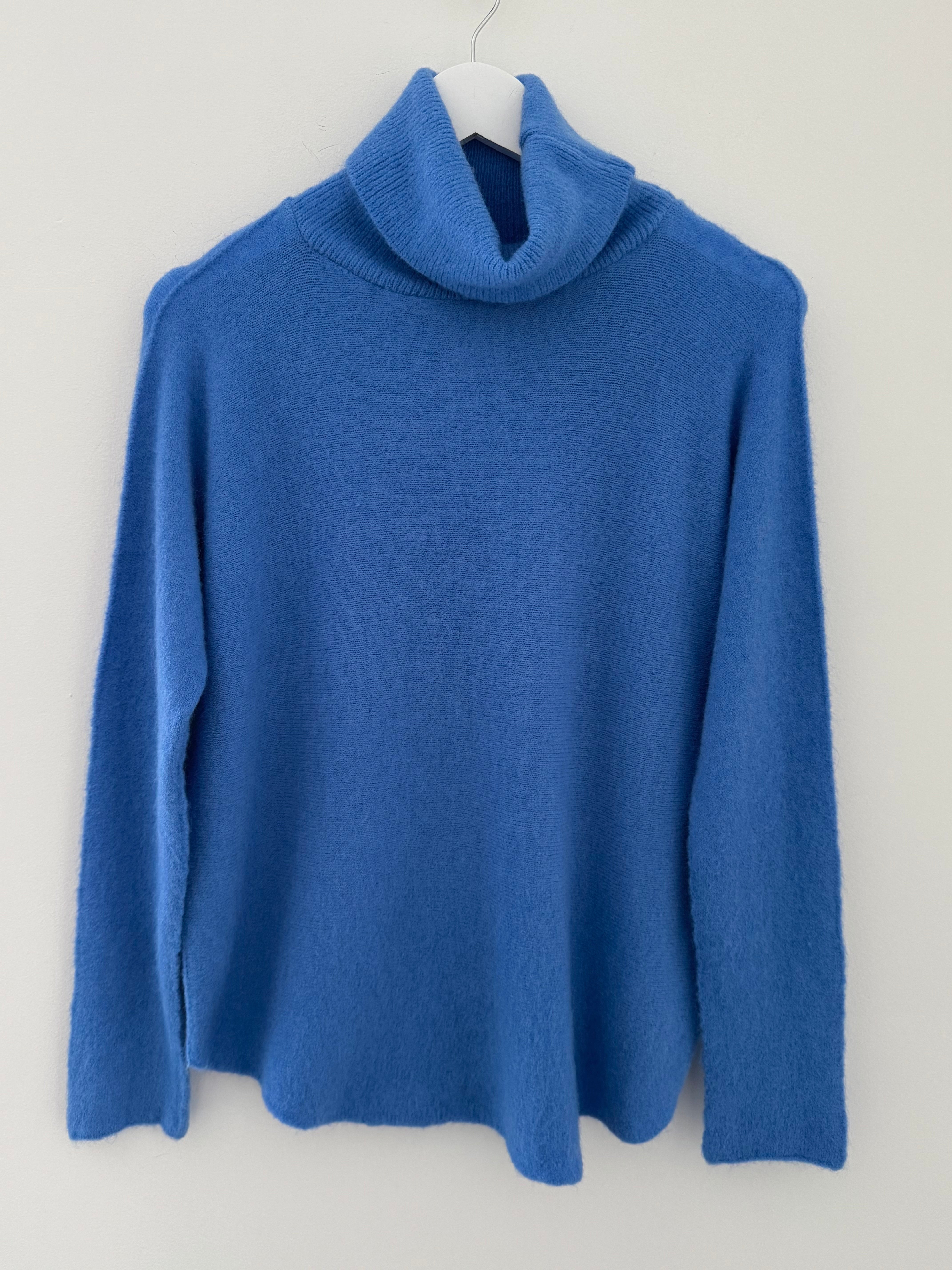 Simple Roll Neck Jumper in Cornflower
