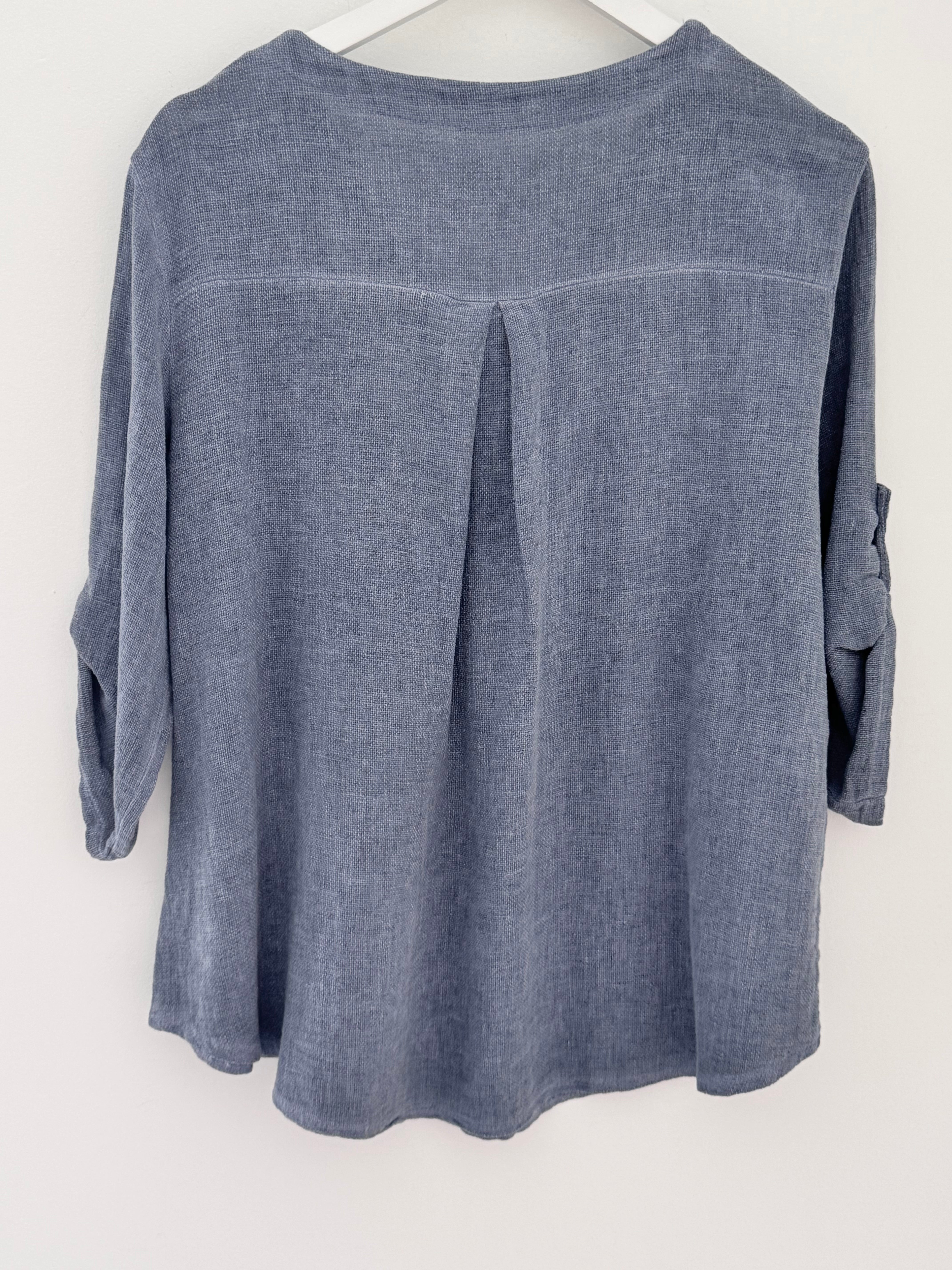Linen & Cotton Shirt in Denim