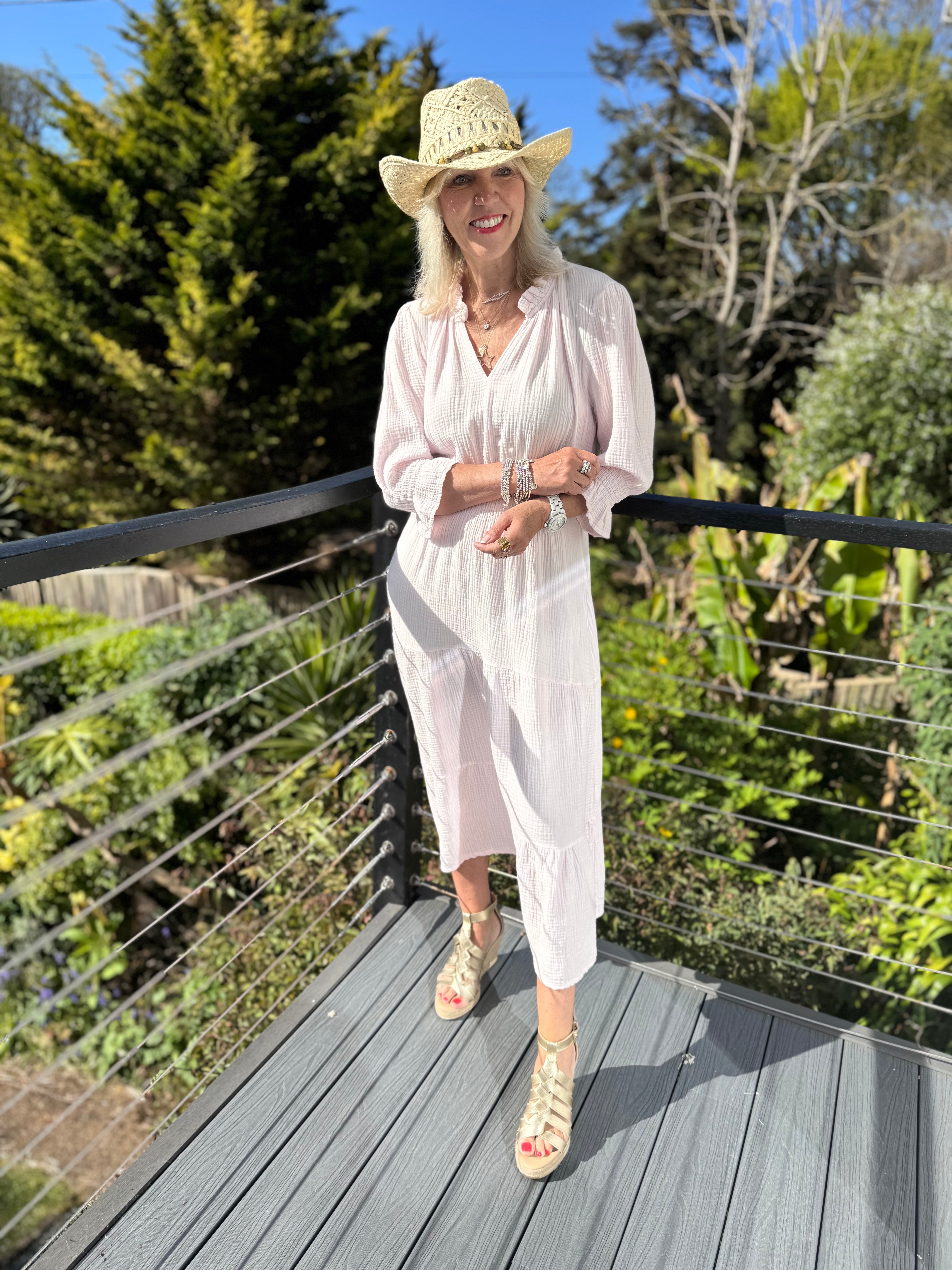 Cheesecloth Midi Dress in Shell Pink