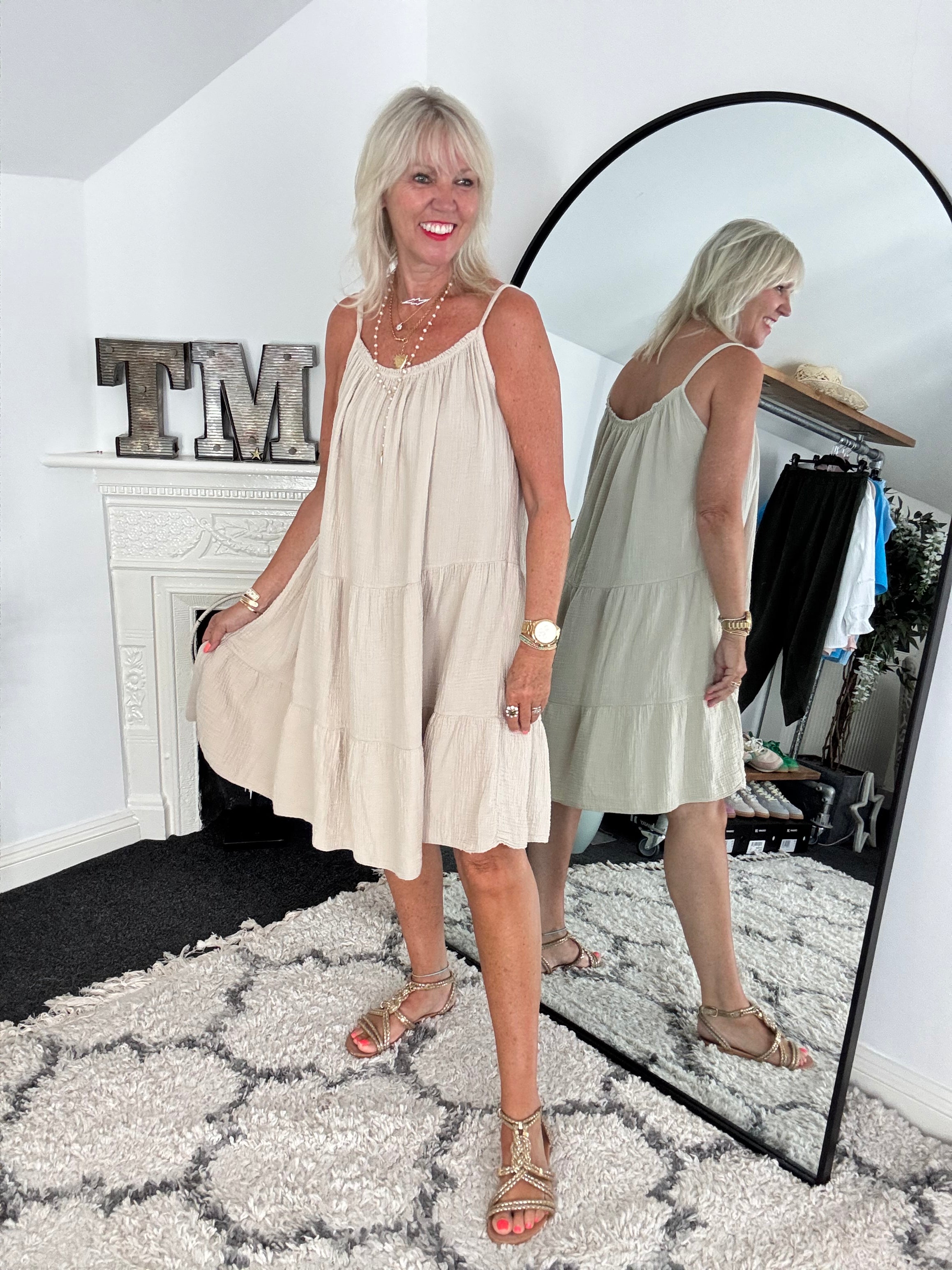 Cheesecloth Dress in Stone