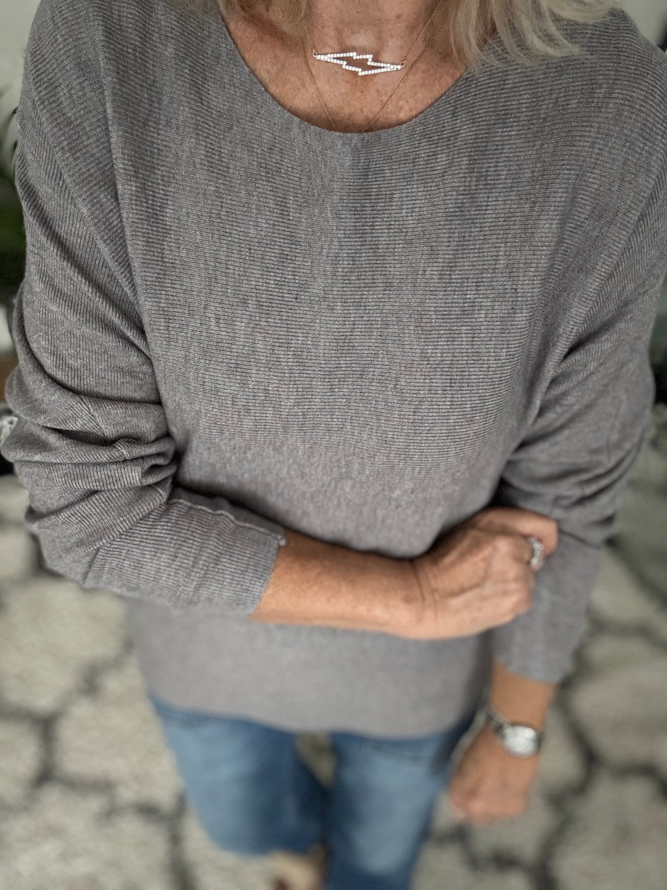 Simple Ribbed Jumper in Grey
