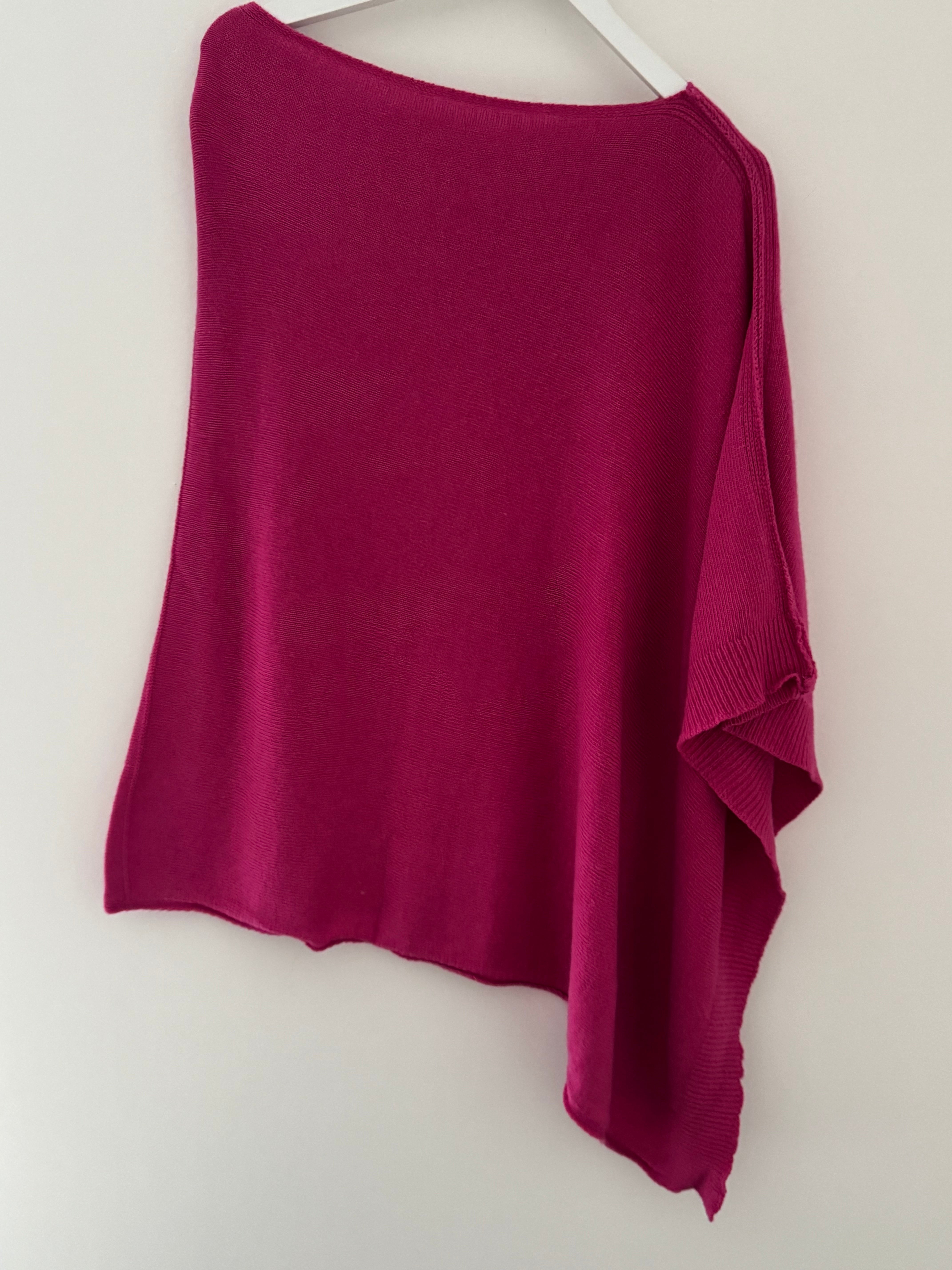 Cashmere Poncho in Fuchsia