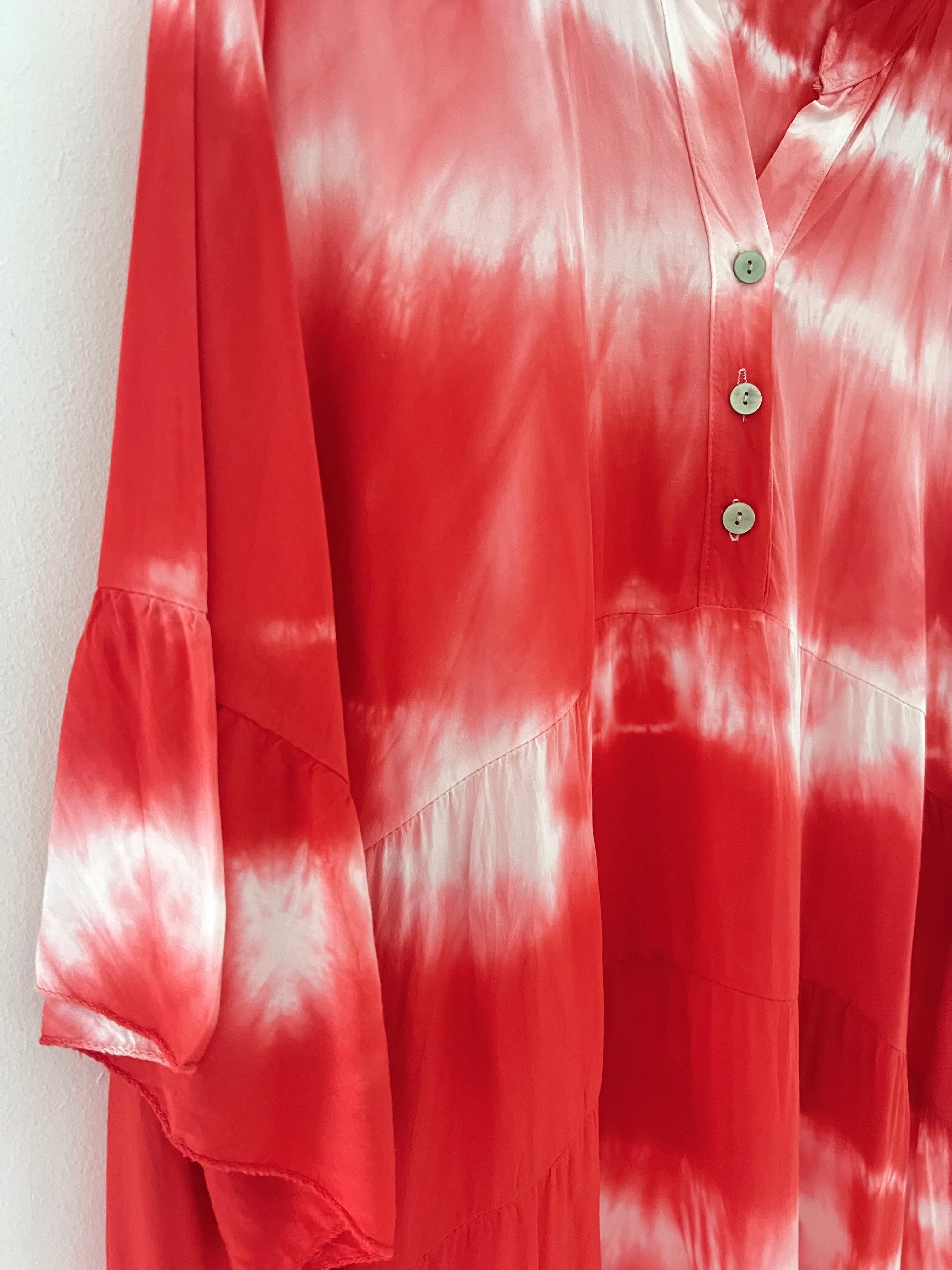 Tie Dye Dress in Coral Red