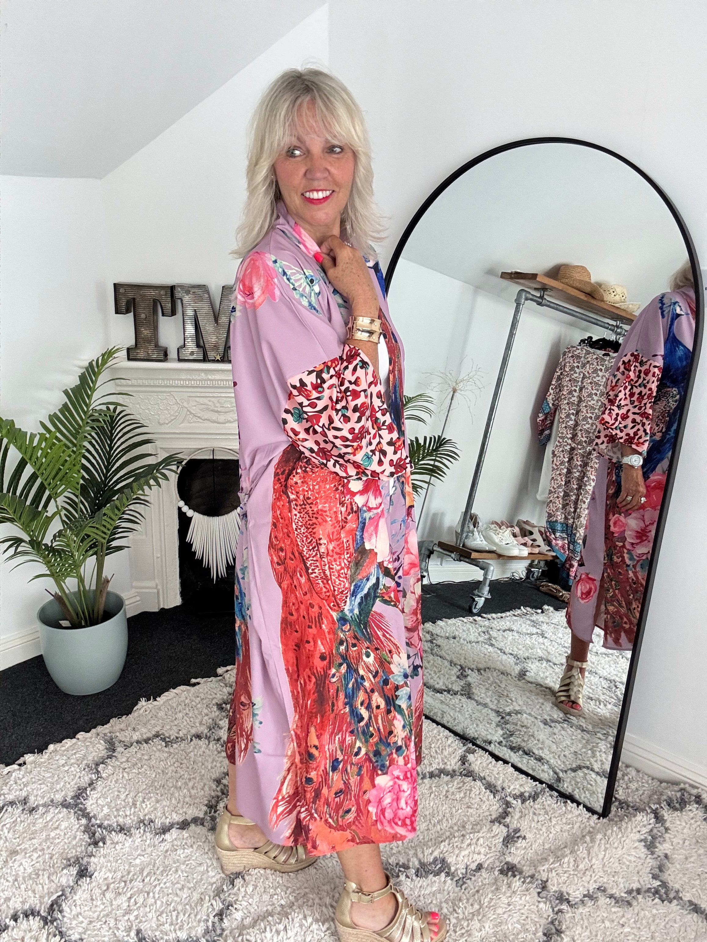 Silky Peacock Kimono