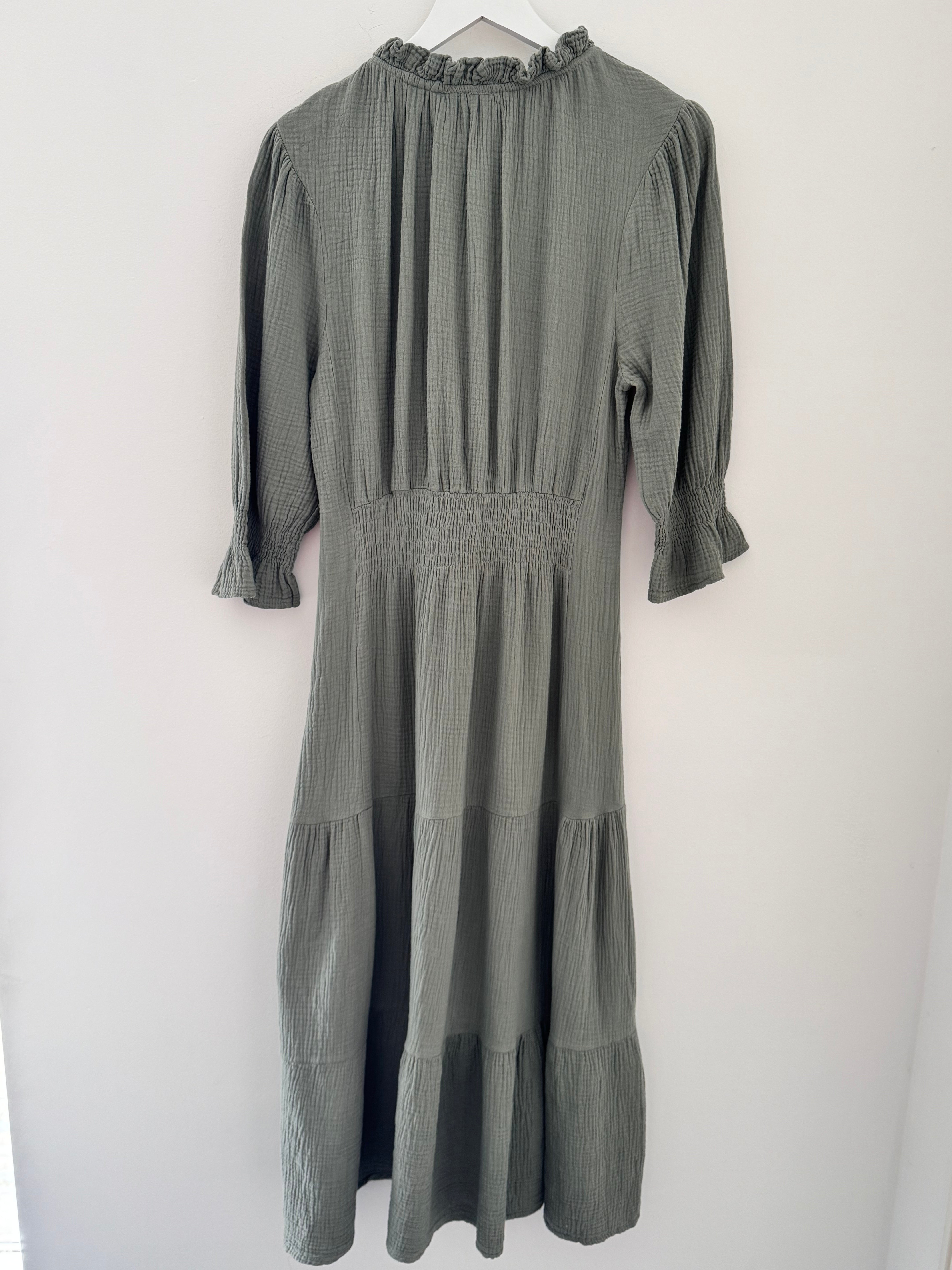 Cheesecloth Midi Dress in Khaki