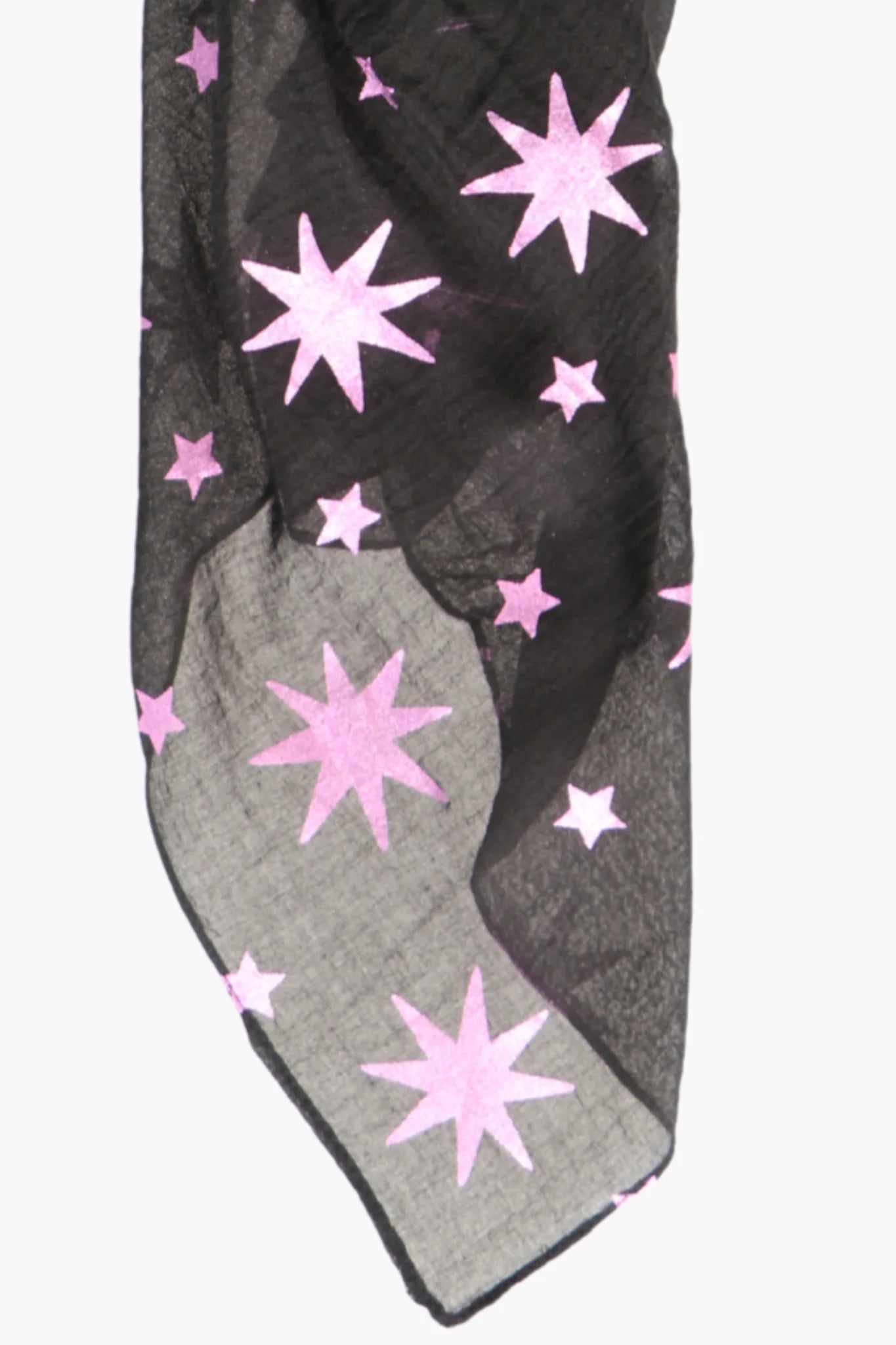 Black Scarf with Pink Metallic Stars