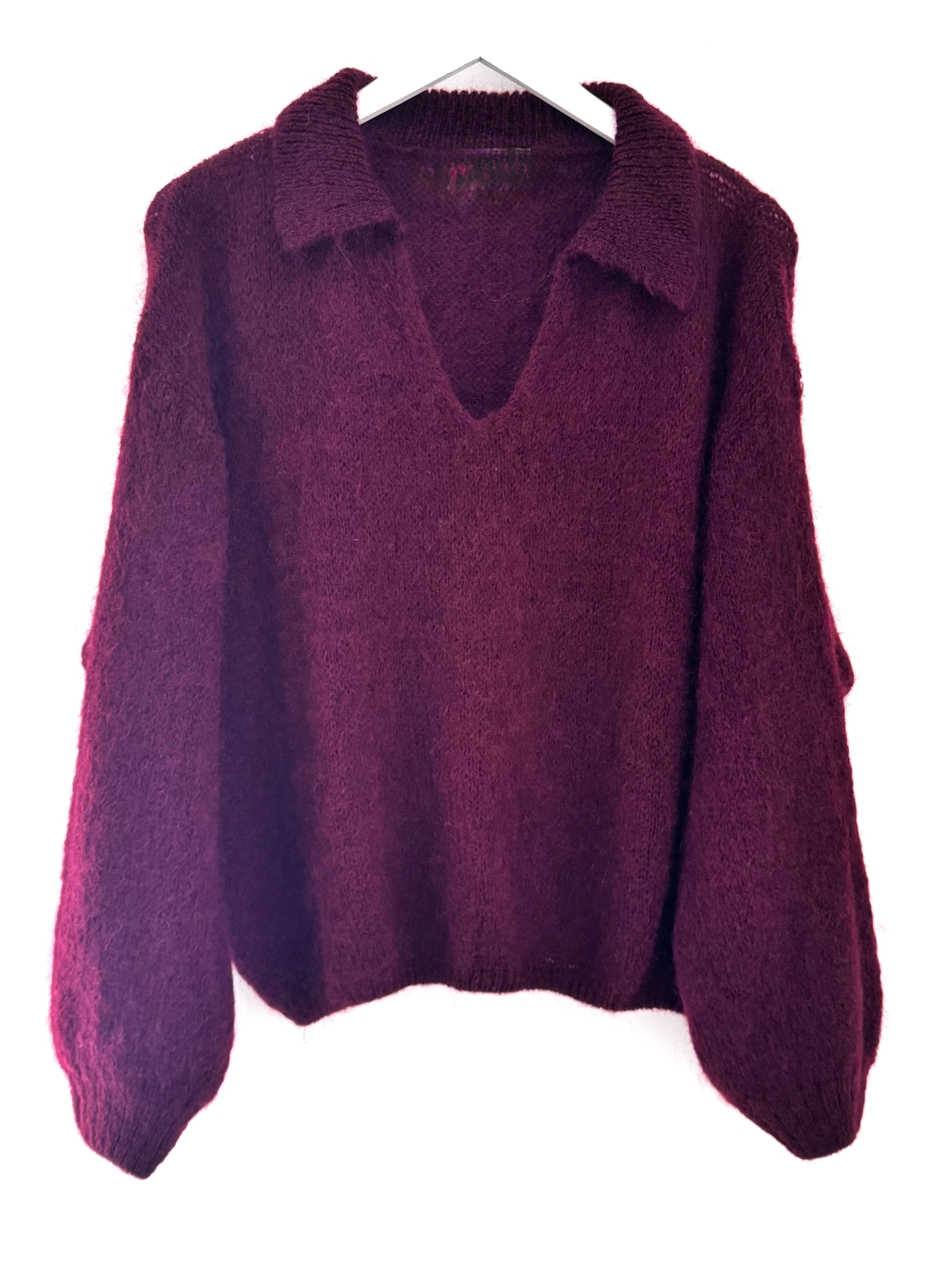 Collared Mohair Jumper in Berry