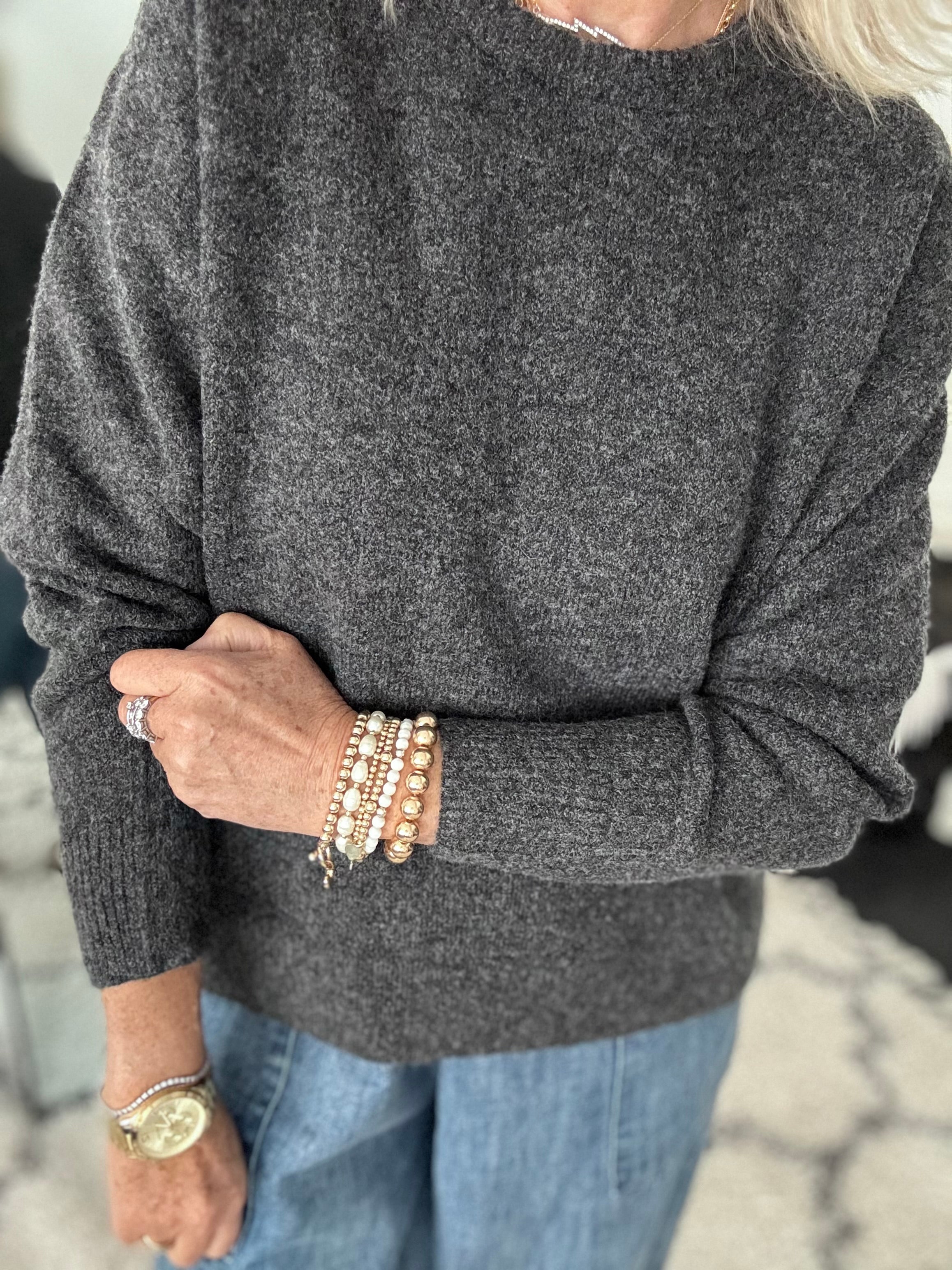 Soft & Cosy Round Neck Jumper in Charcoal Grey