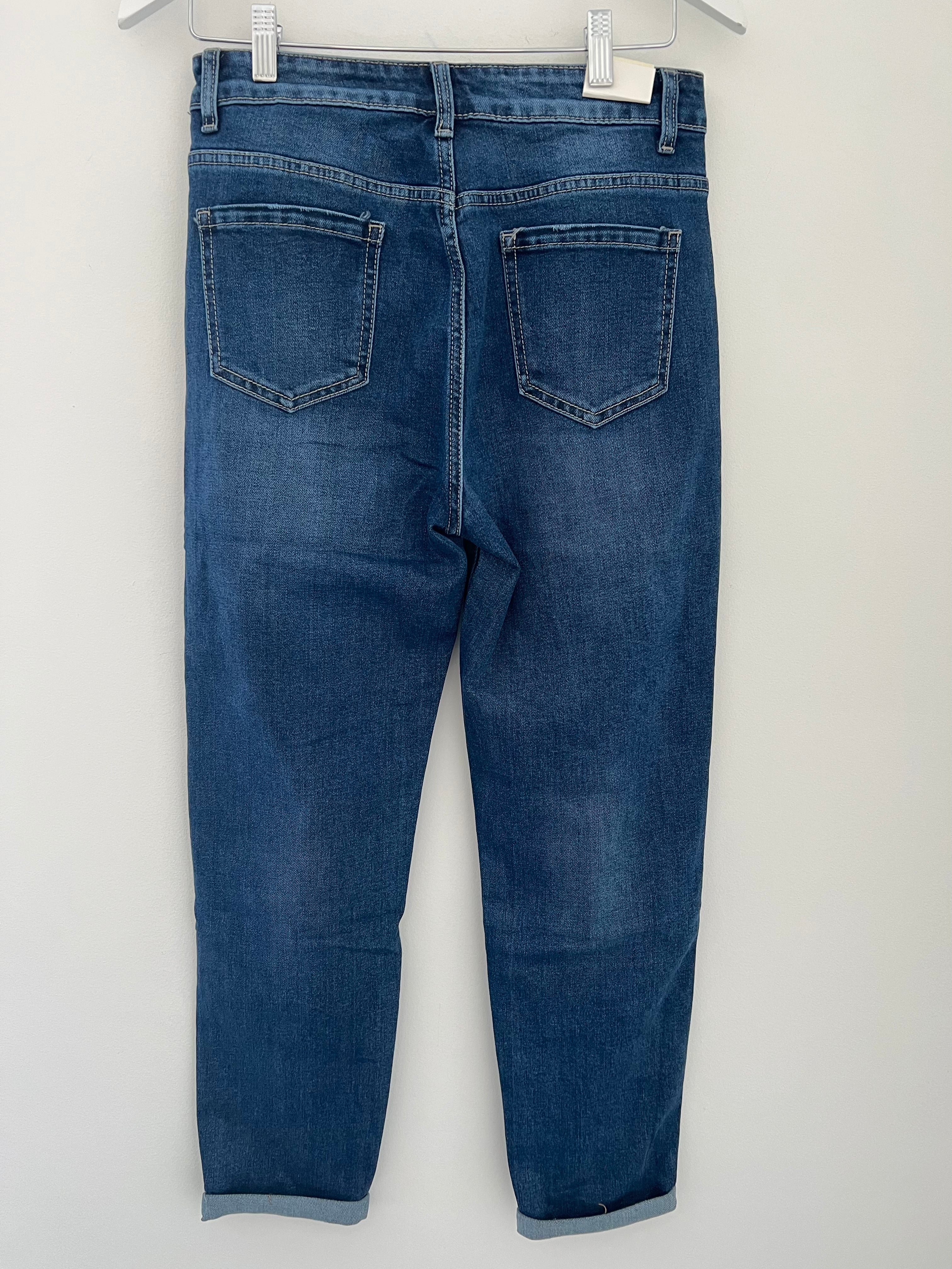 Slimfit Stretch Boyfriend Jeans in Darker Denim