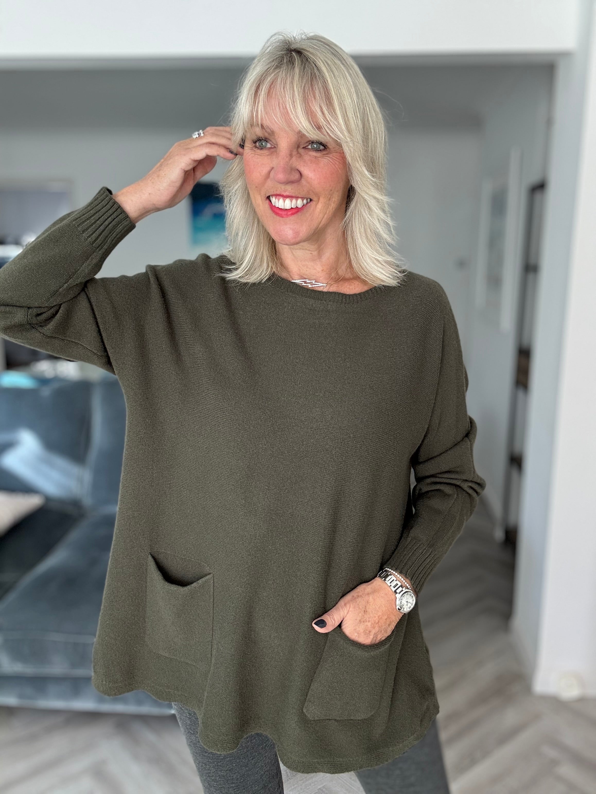 Pocket Jumper in Deep Khaki