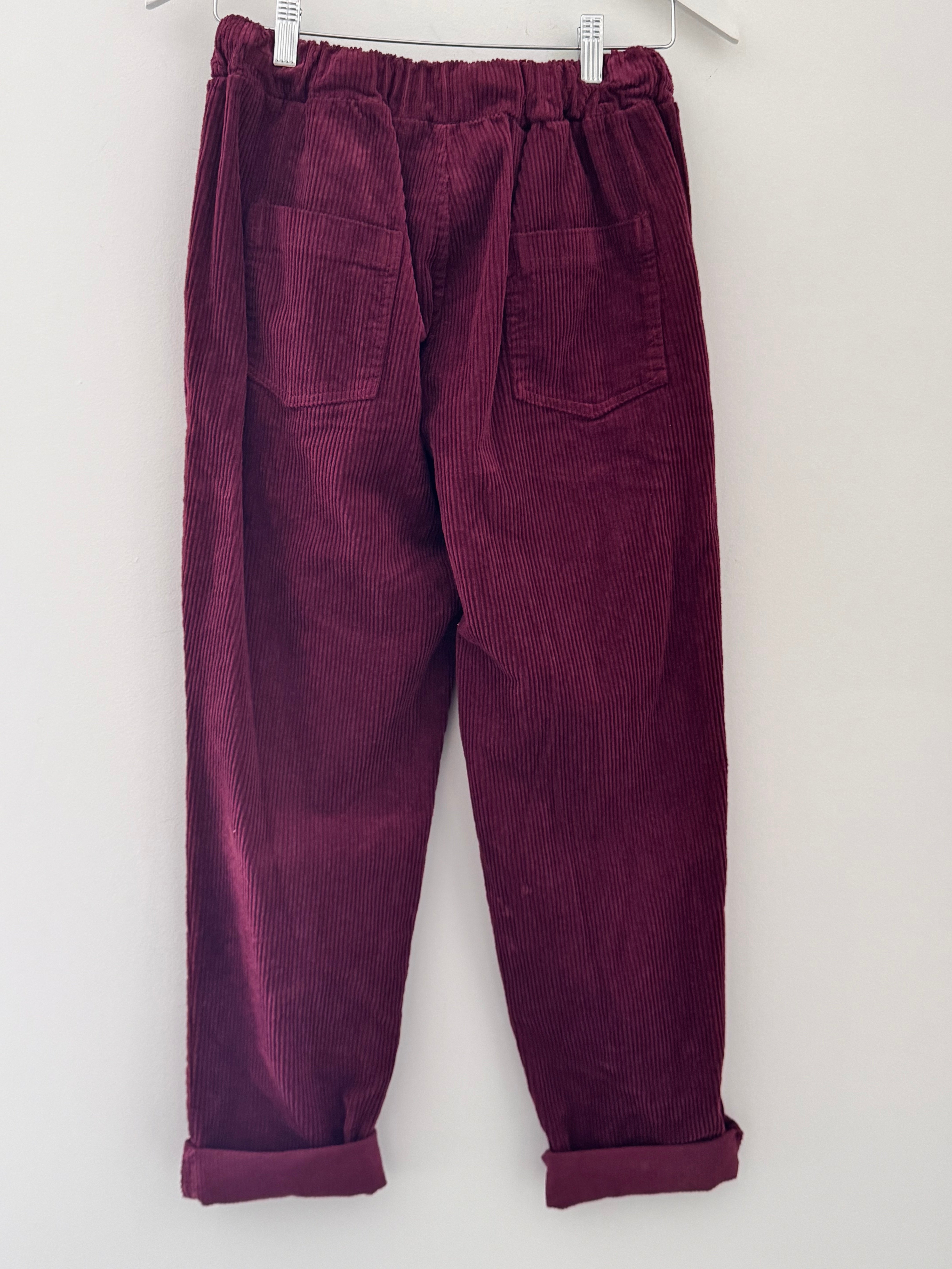 Luxe Cord Joggers in Berry