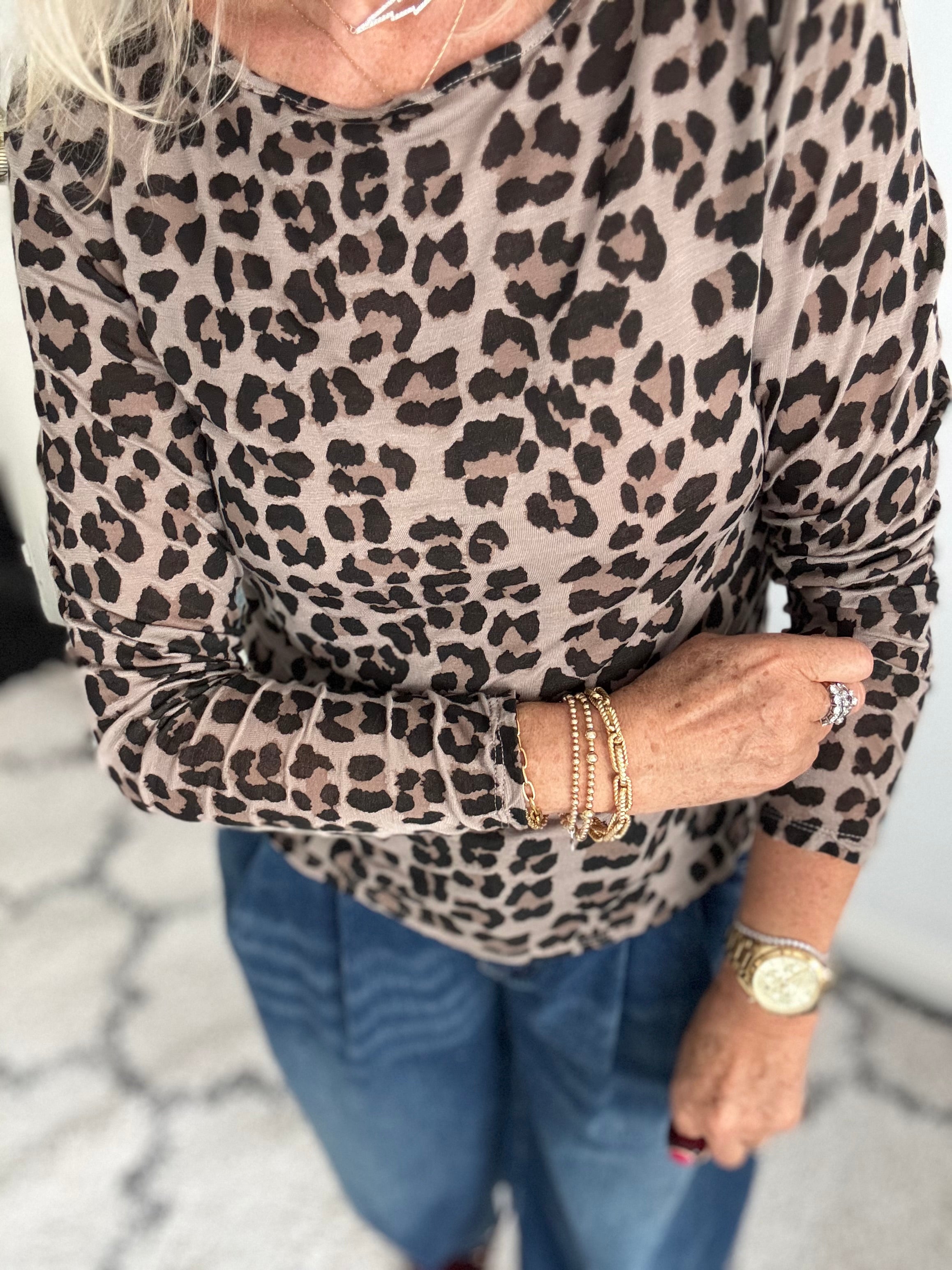Ultrasoft Cashmere Blend Base Layer in Mocha Leo