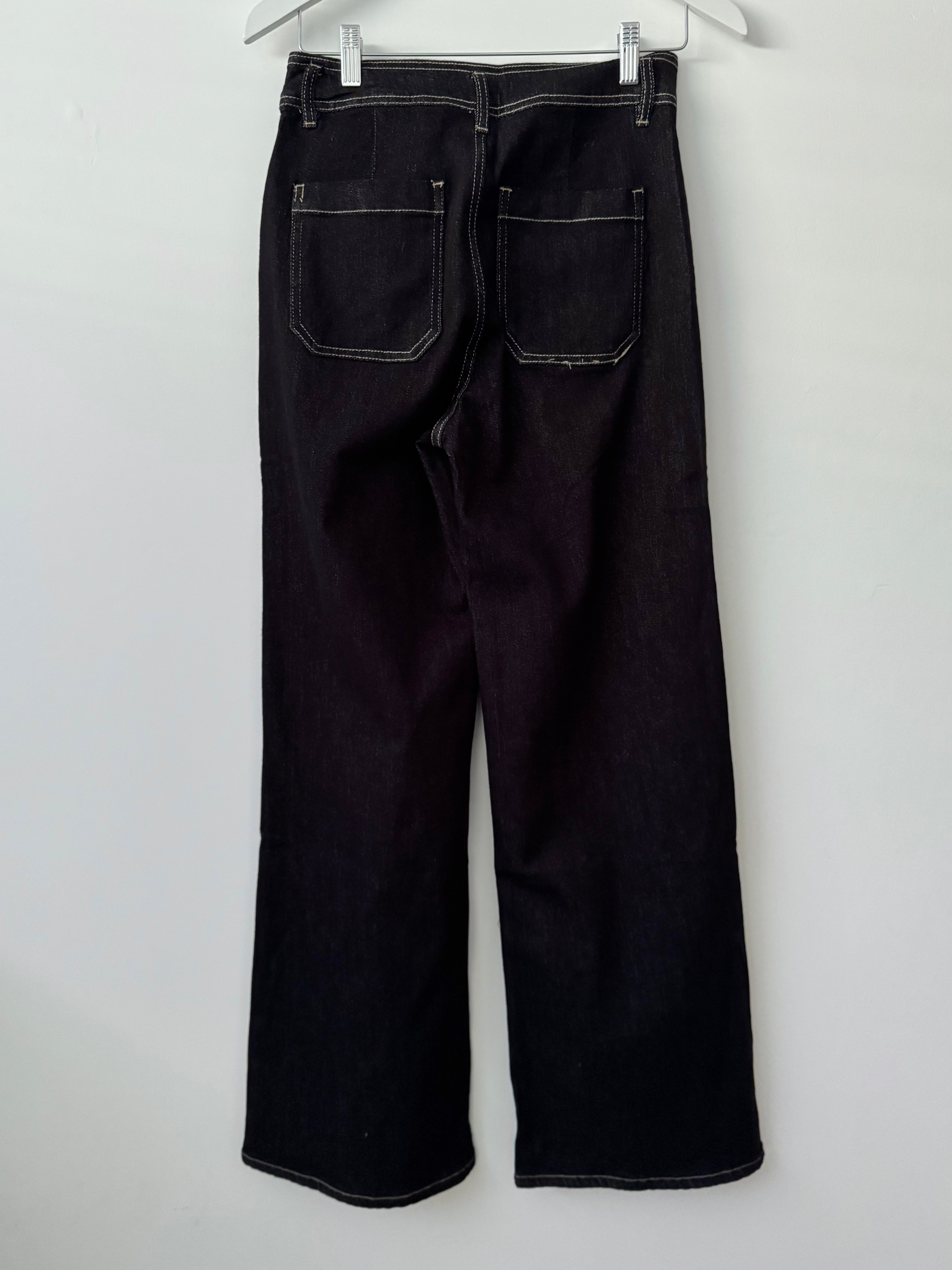 Slim Flare Stretch Jeans with Pockets in Black