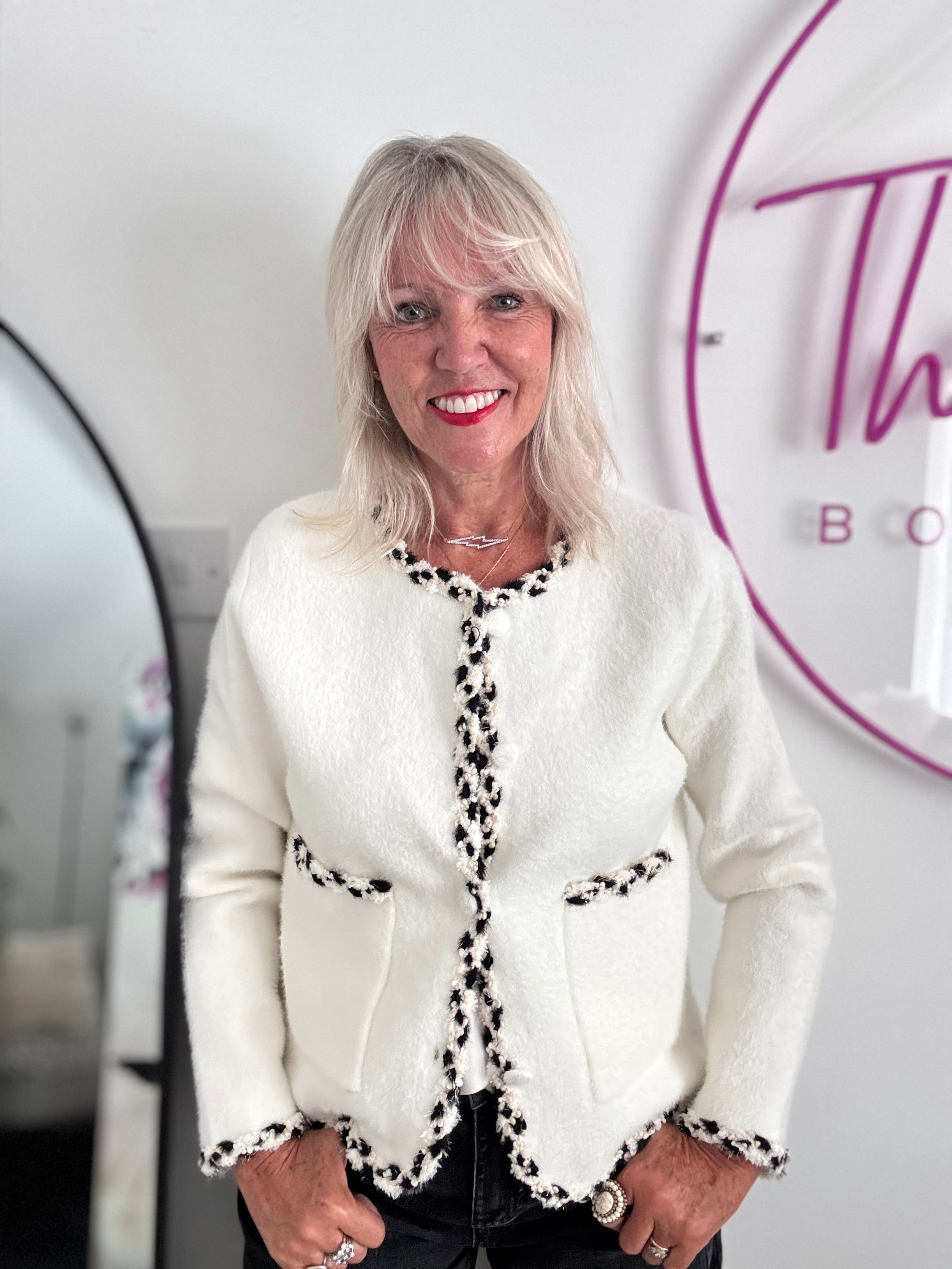 Button Cardi Jacket in Ivory
