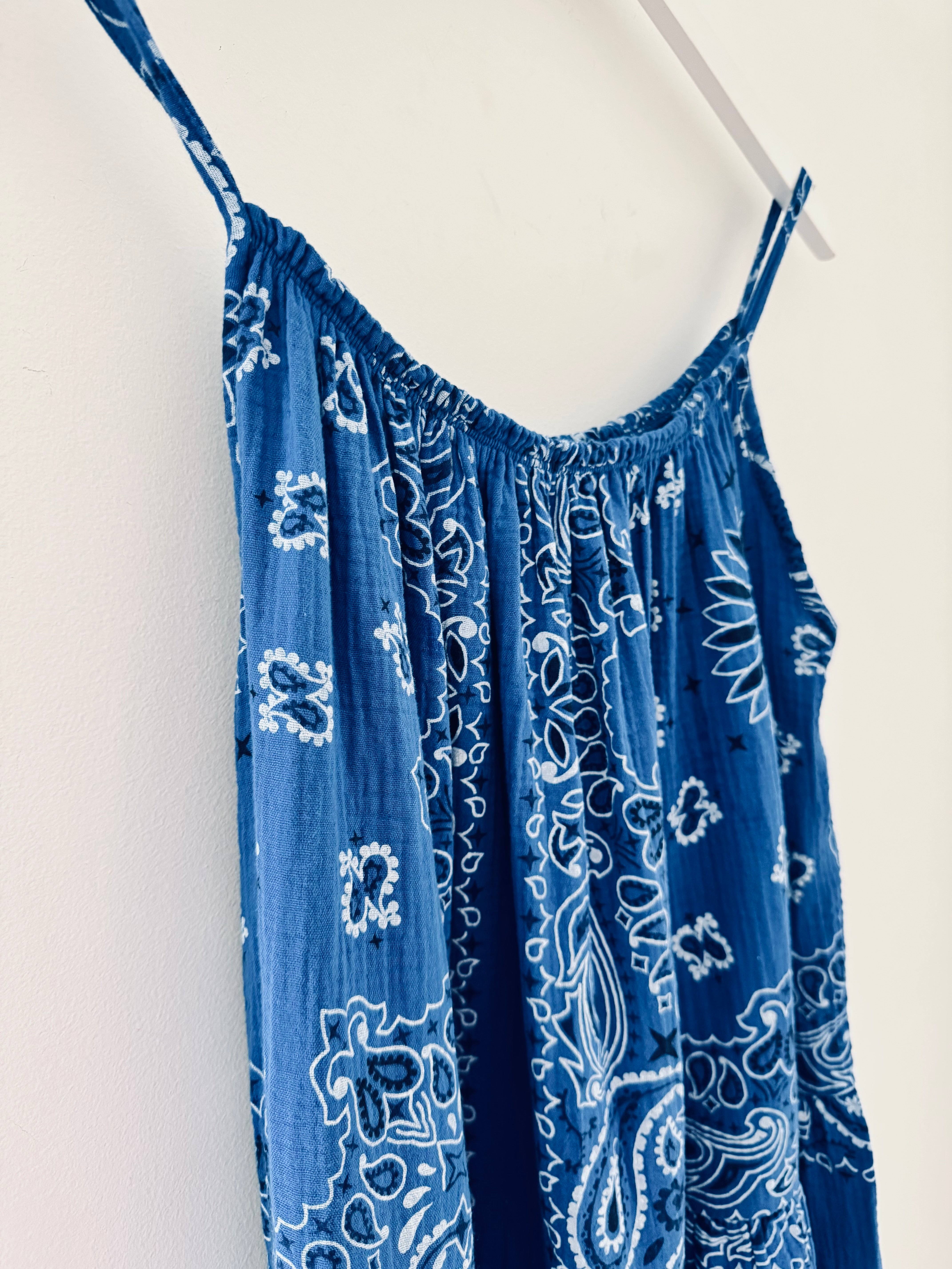 Paisley Cheesecloth Dress in Mediterranean Blue