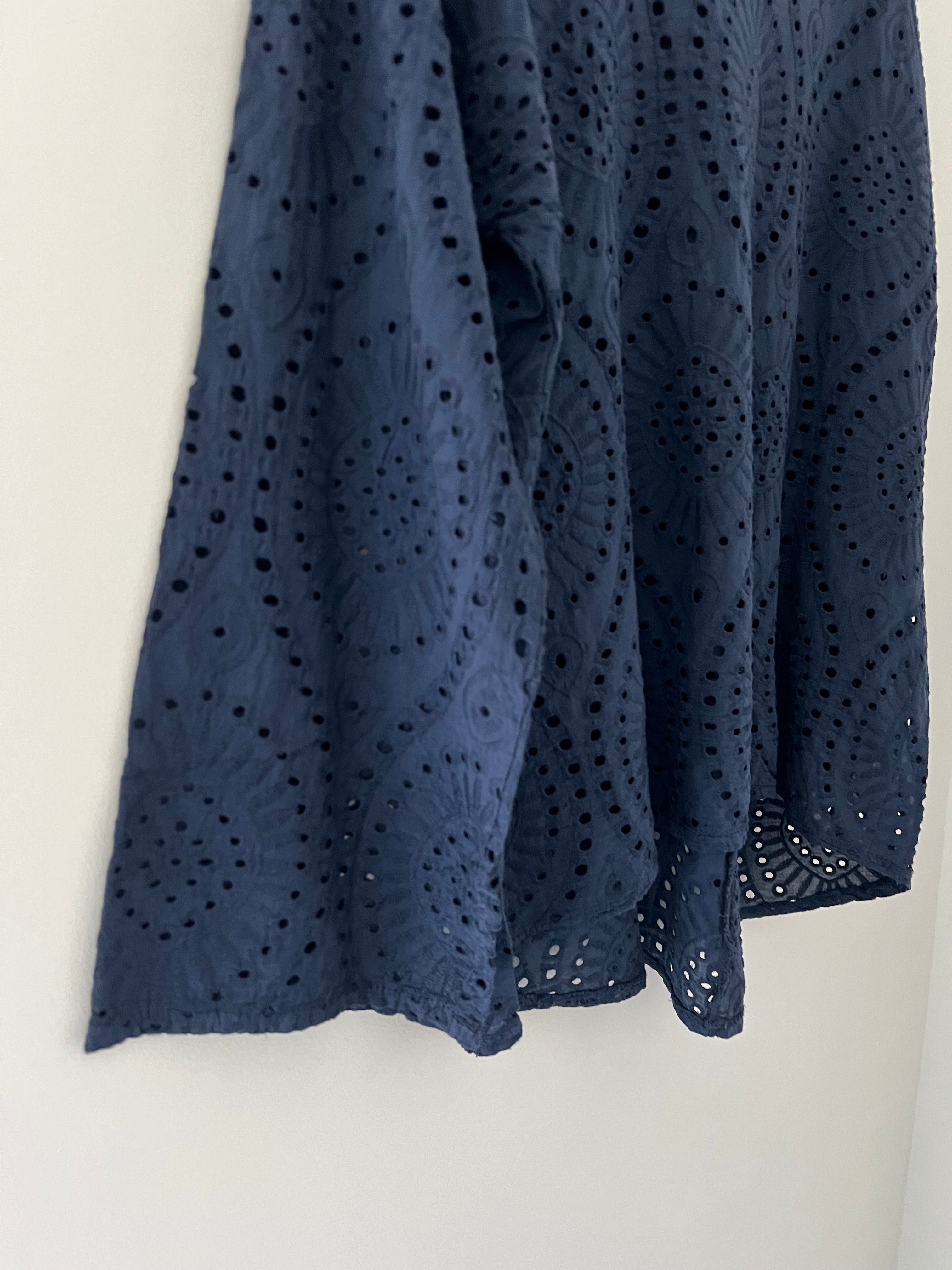 Broderie Anglais Blouse in Ink Blue