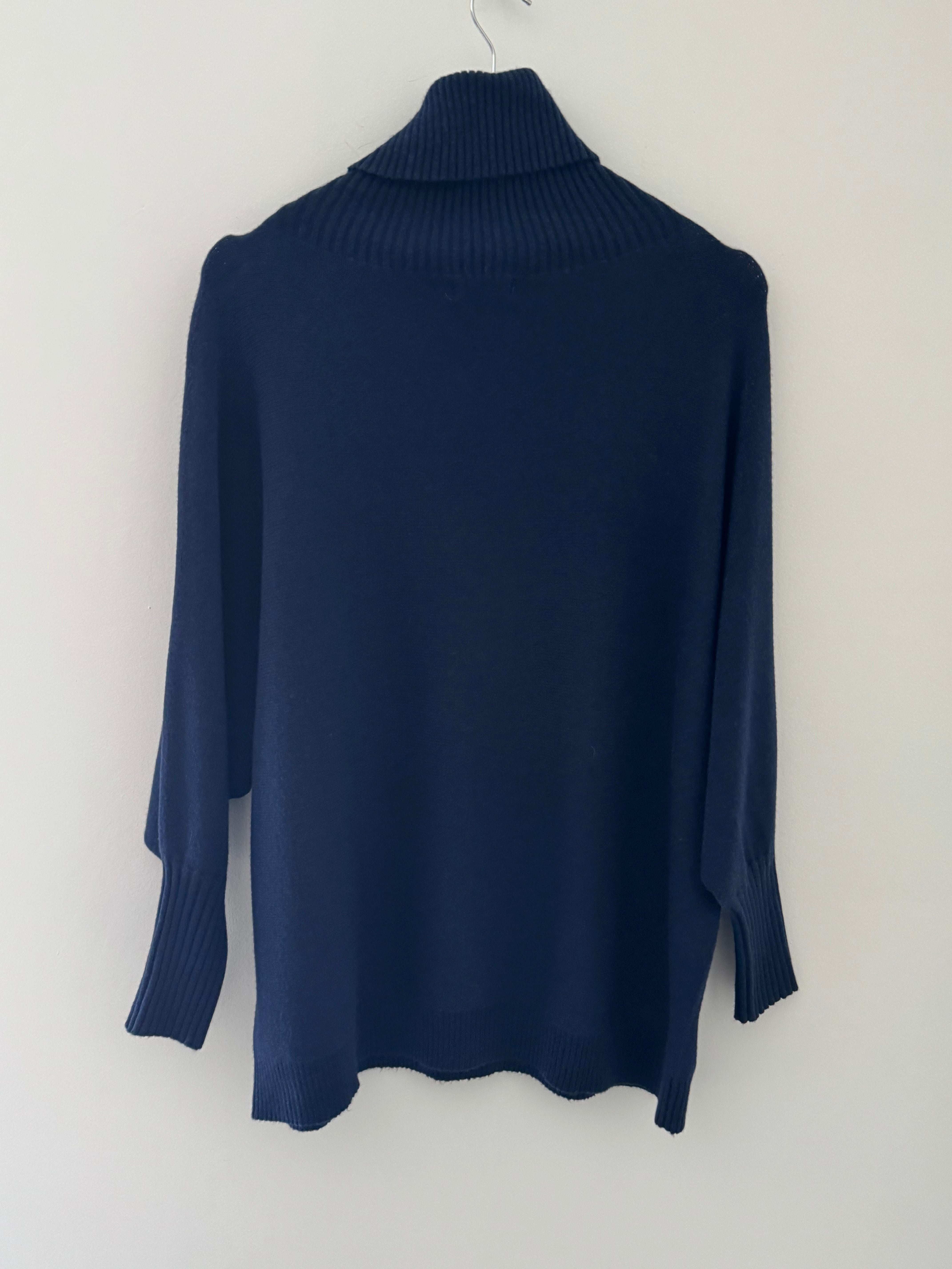 Oversized Roll Neck Poncho Jumper in Ink