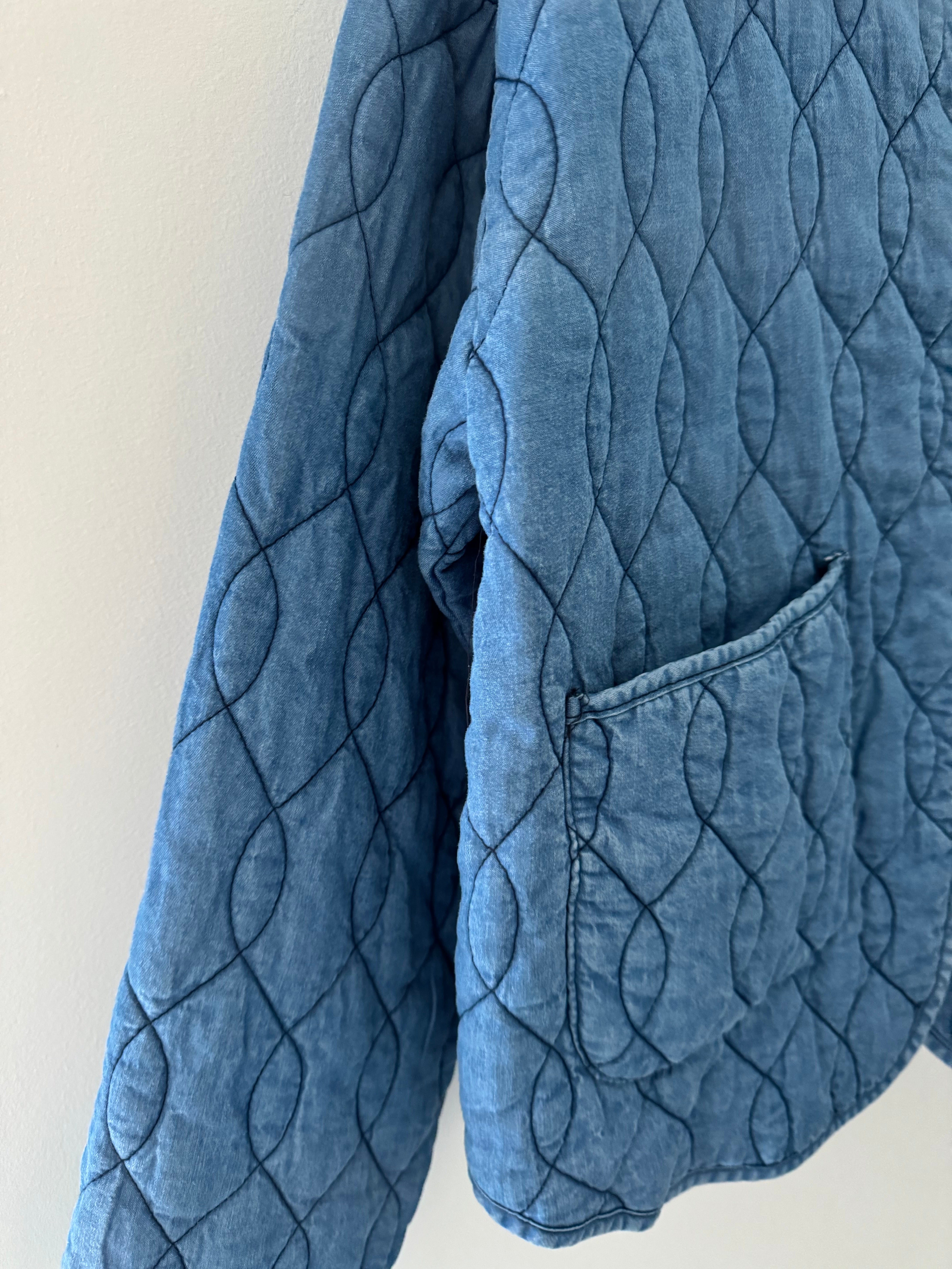 Quilted Jacket in Mid Denim