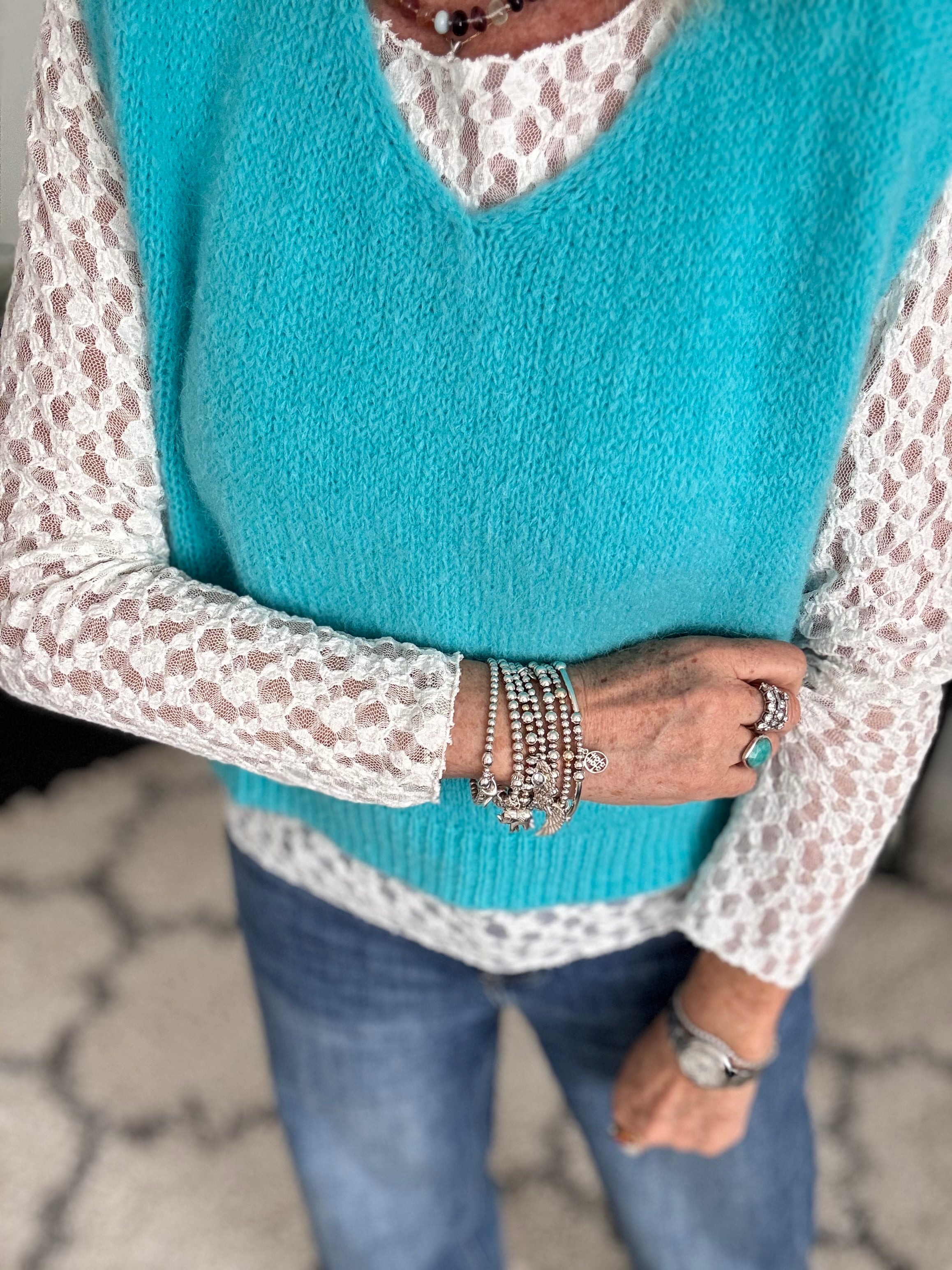 Kid Mohair Tank in Turquoise