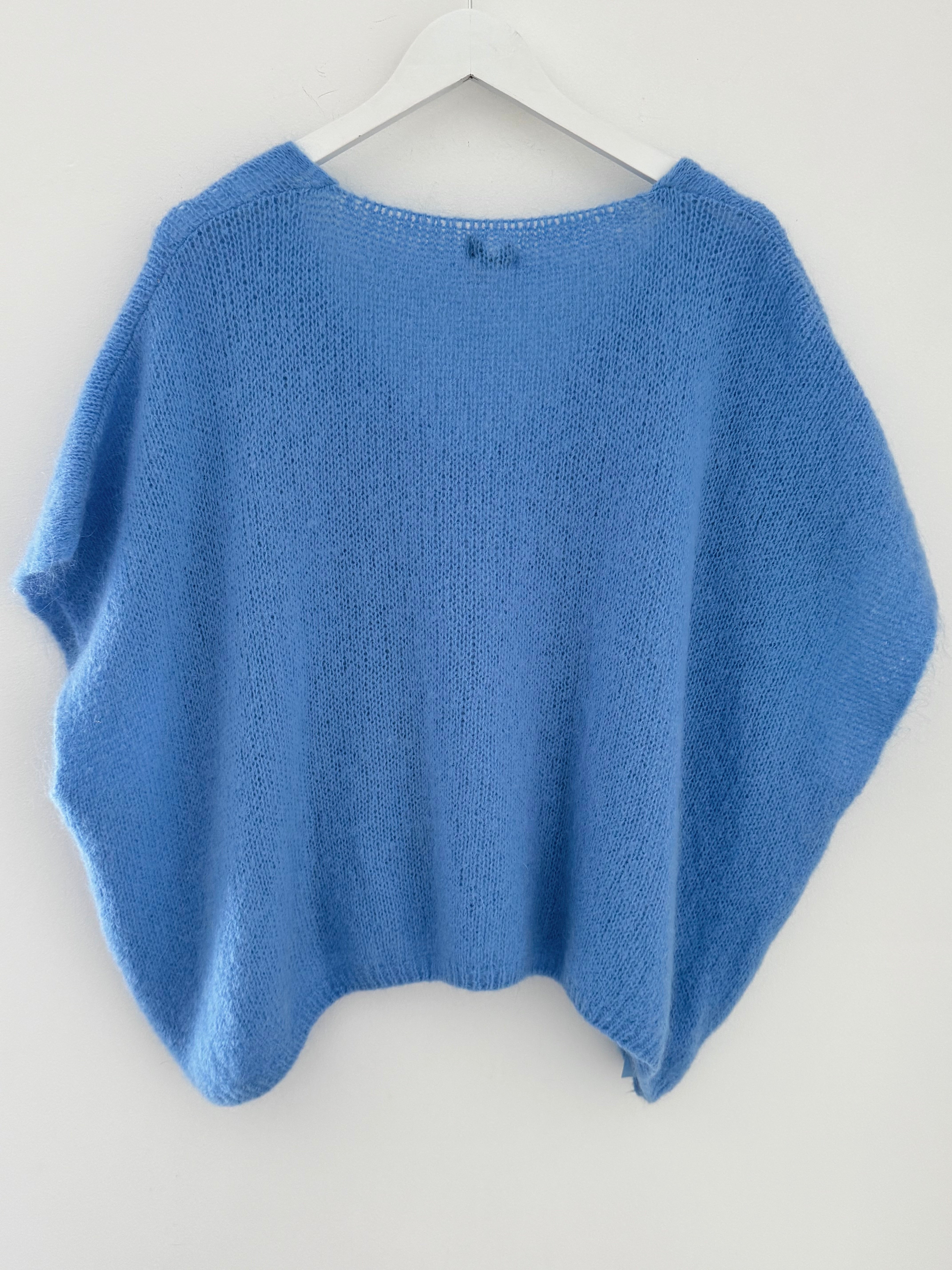 Mohair V Neck Tank in Mid Blue