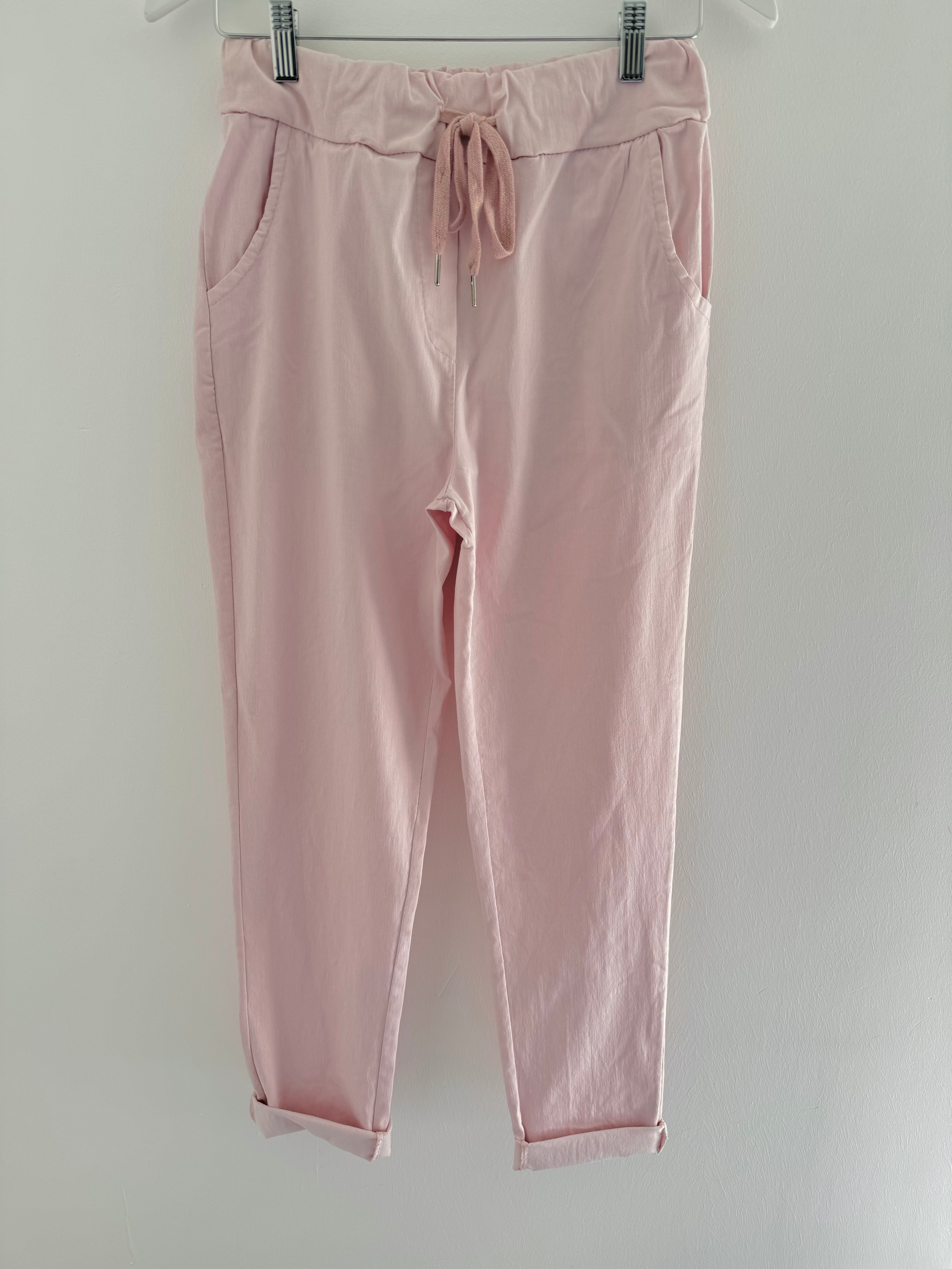 Super Stretch Plain Tie Joggers in Pink