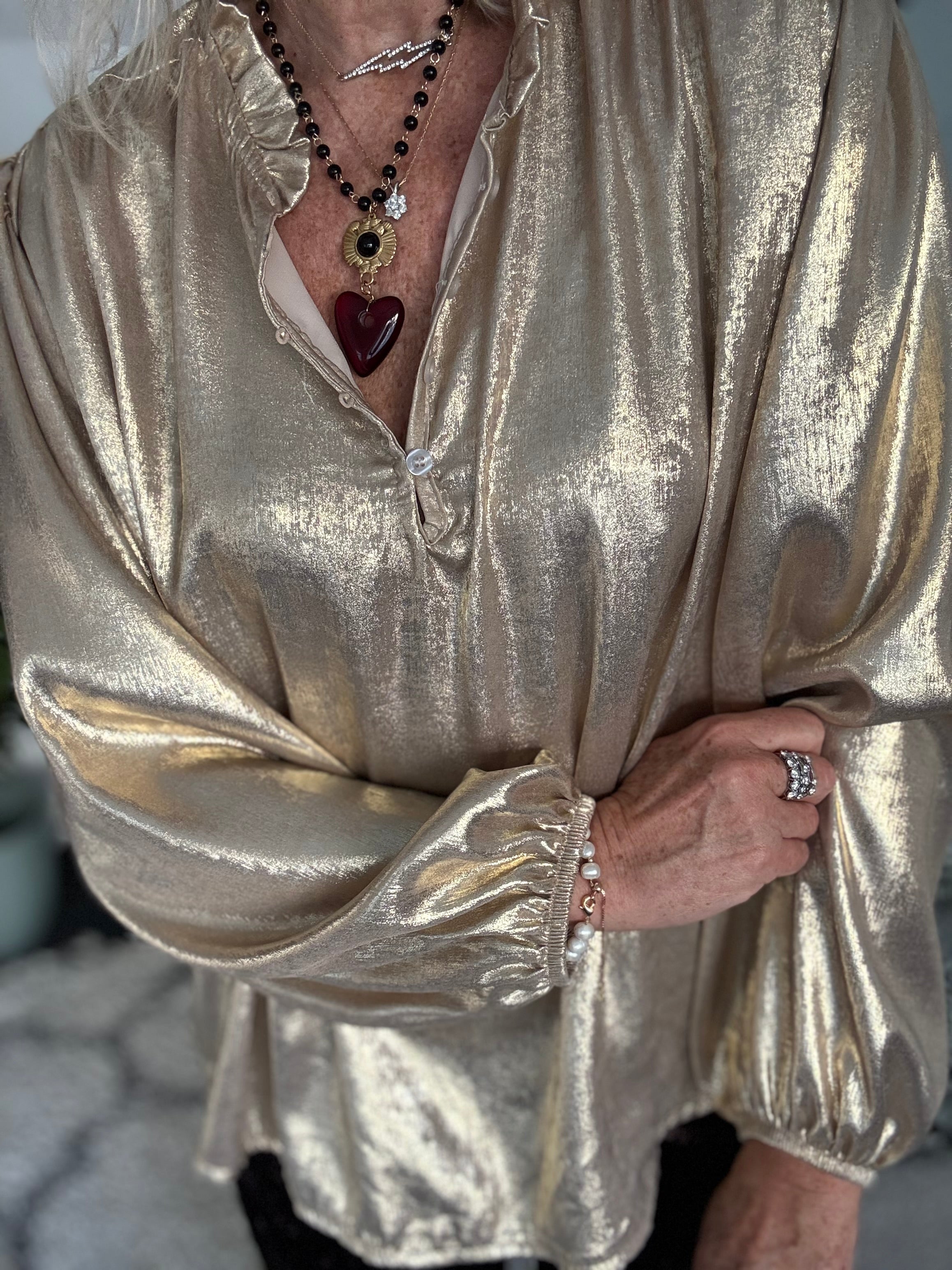 Luxe Metallic Blouse in Gold