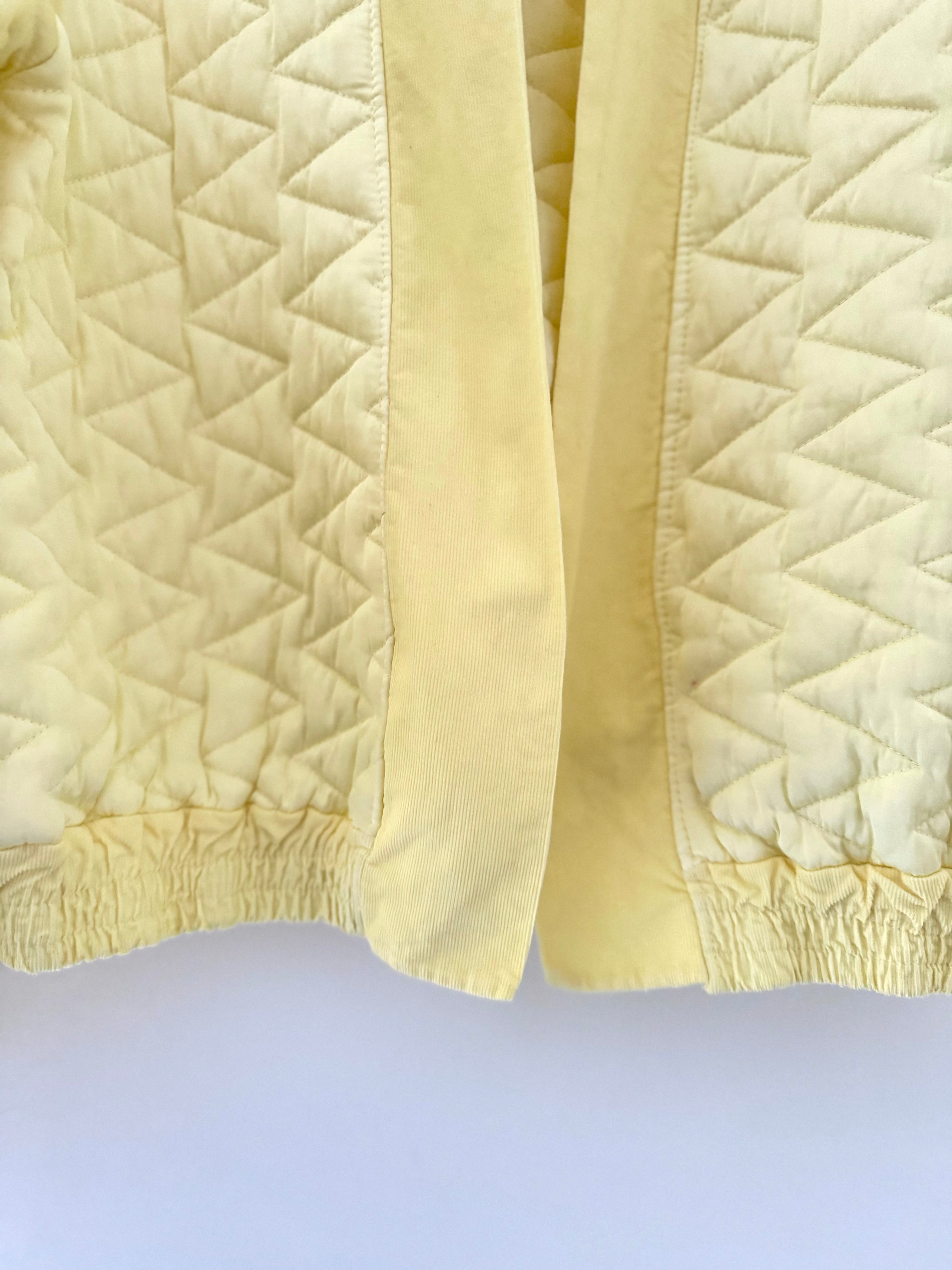 Designer Quilted Bomber Jacket in Lemon
