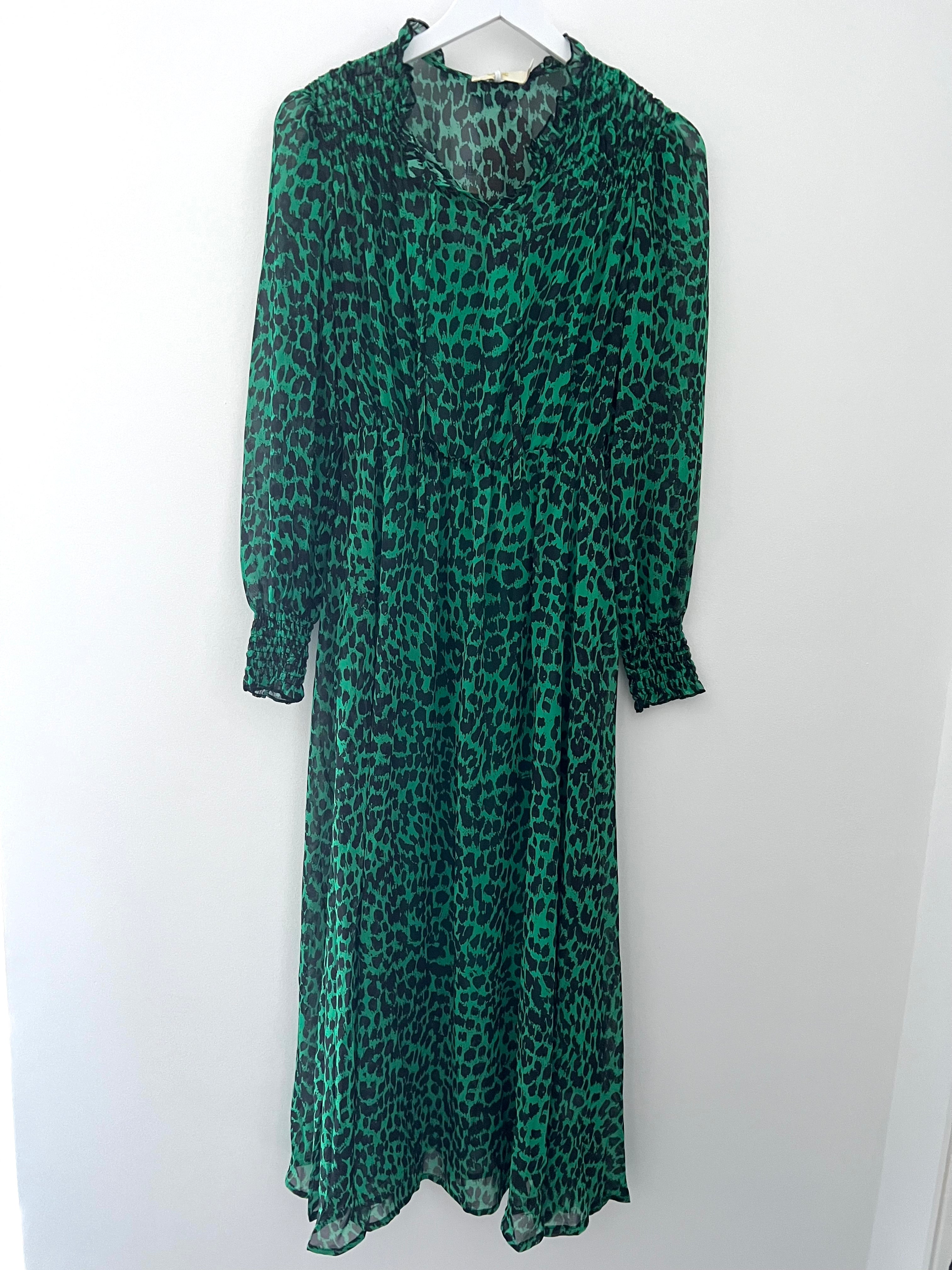 Chiffon Leopard Dress in Green