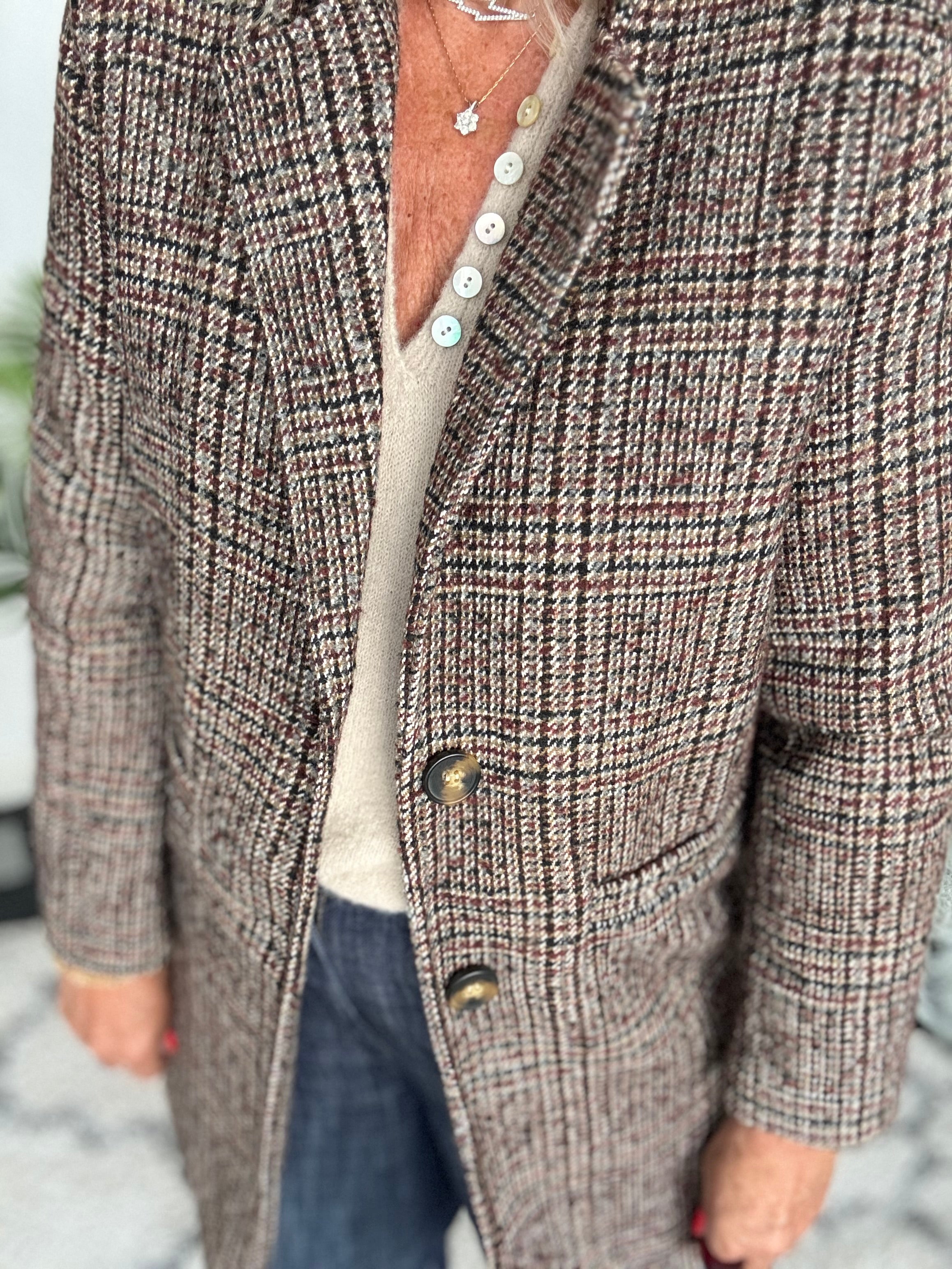 Luxe Tweed Coat in Chocolate & Ecru