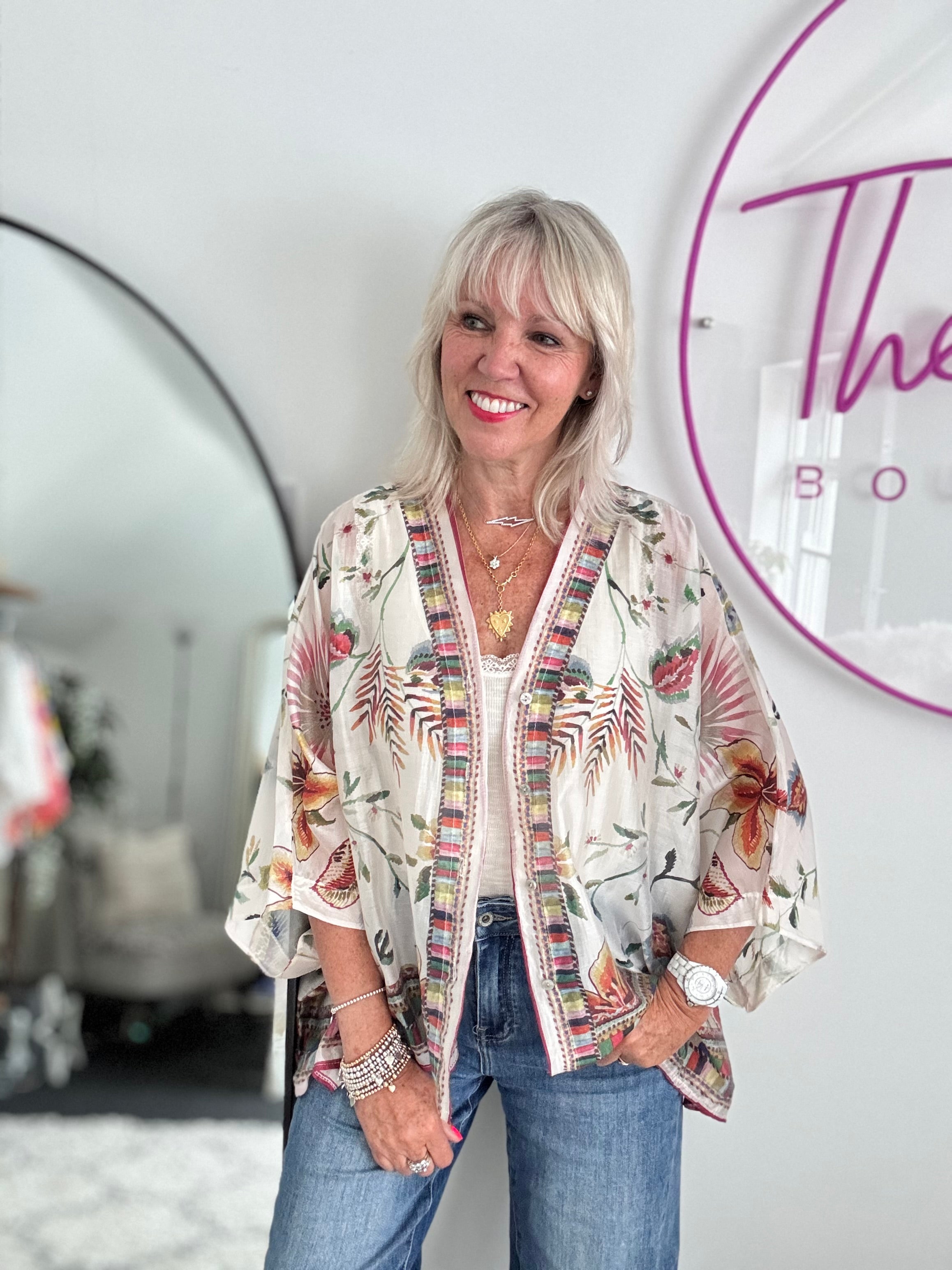 Designer Silky Kimono Blouse
